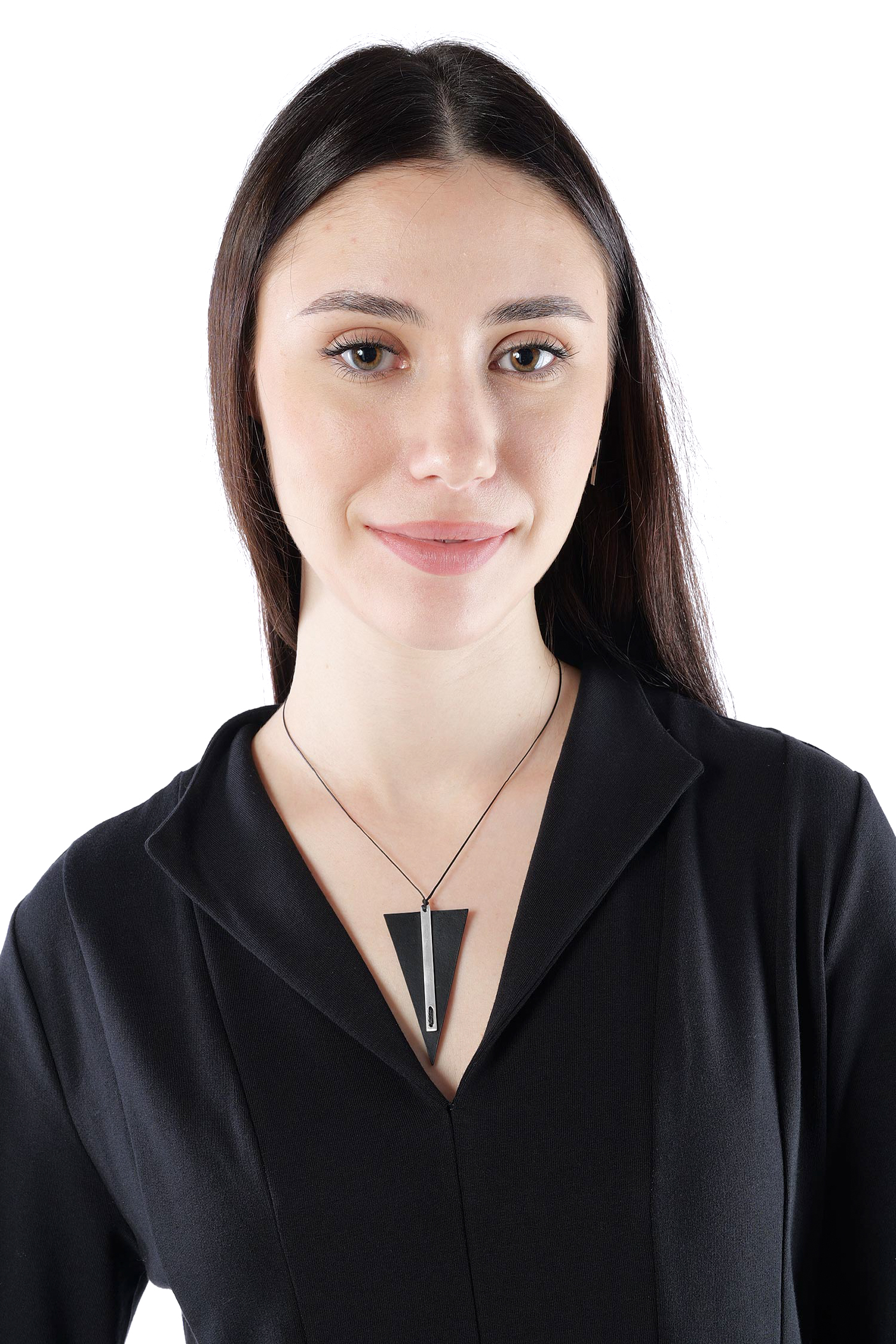 Dreiecks-Halskette - Bar_Trngl_Mono Pendant - Schwarz / Silber