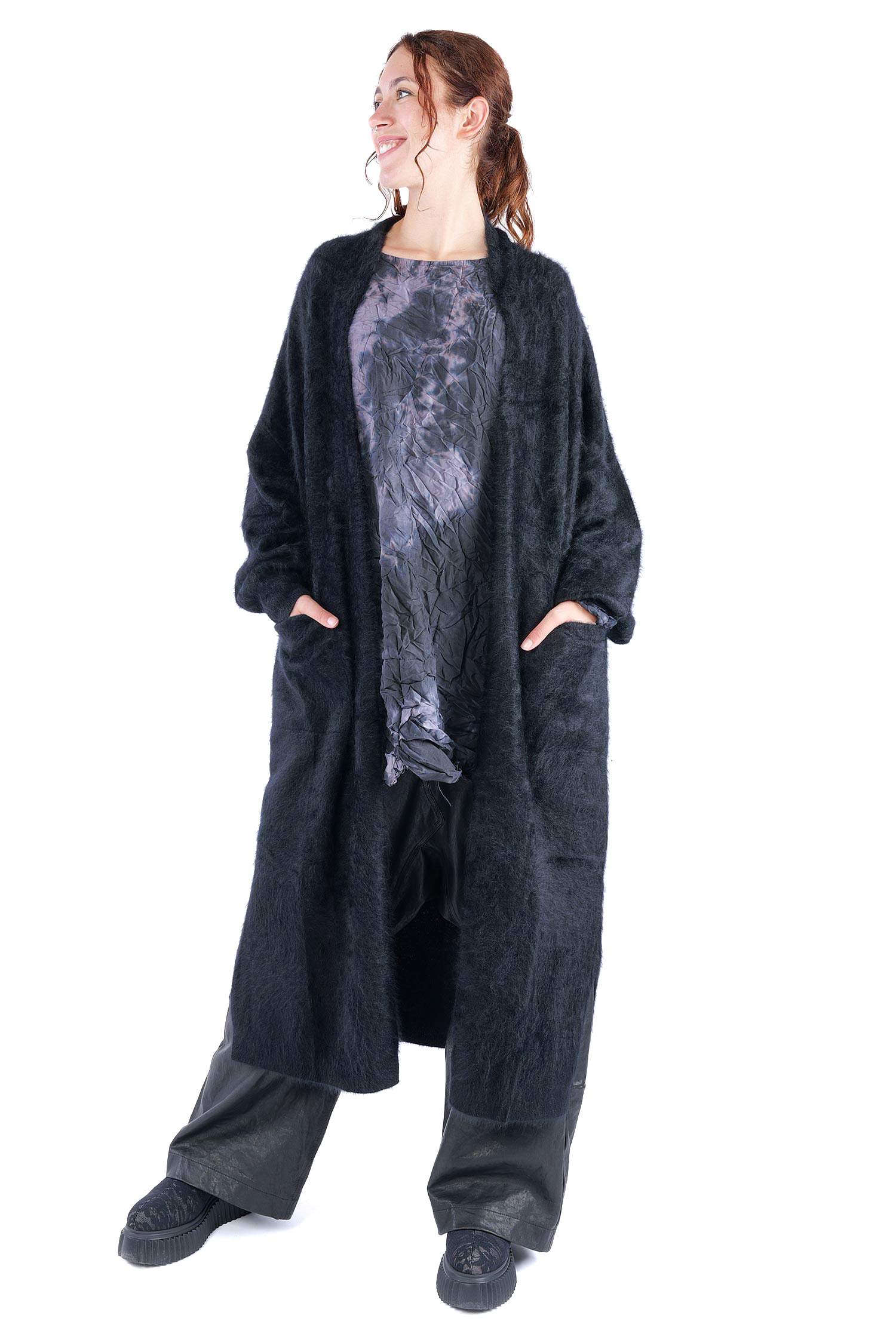 Flauschiger Kaschmir Cardigan - Night - 25133