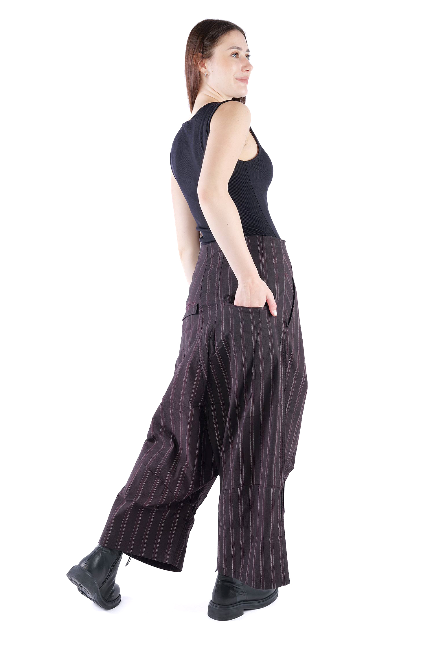 Weite Stretchhose - Purple cloud stripe - 2261240104