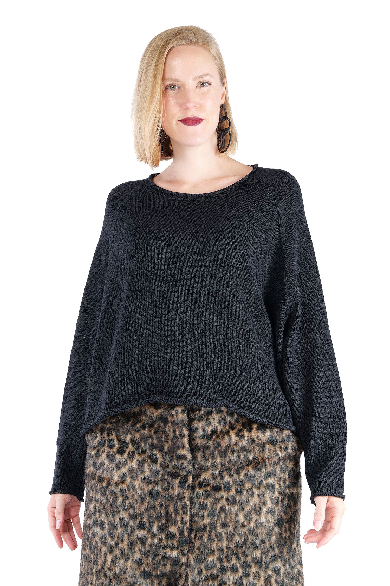 Oversized knitted pullover - Black - 2263720713