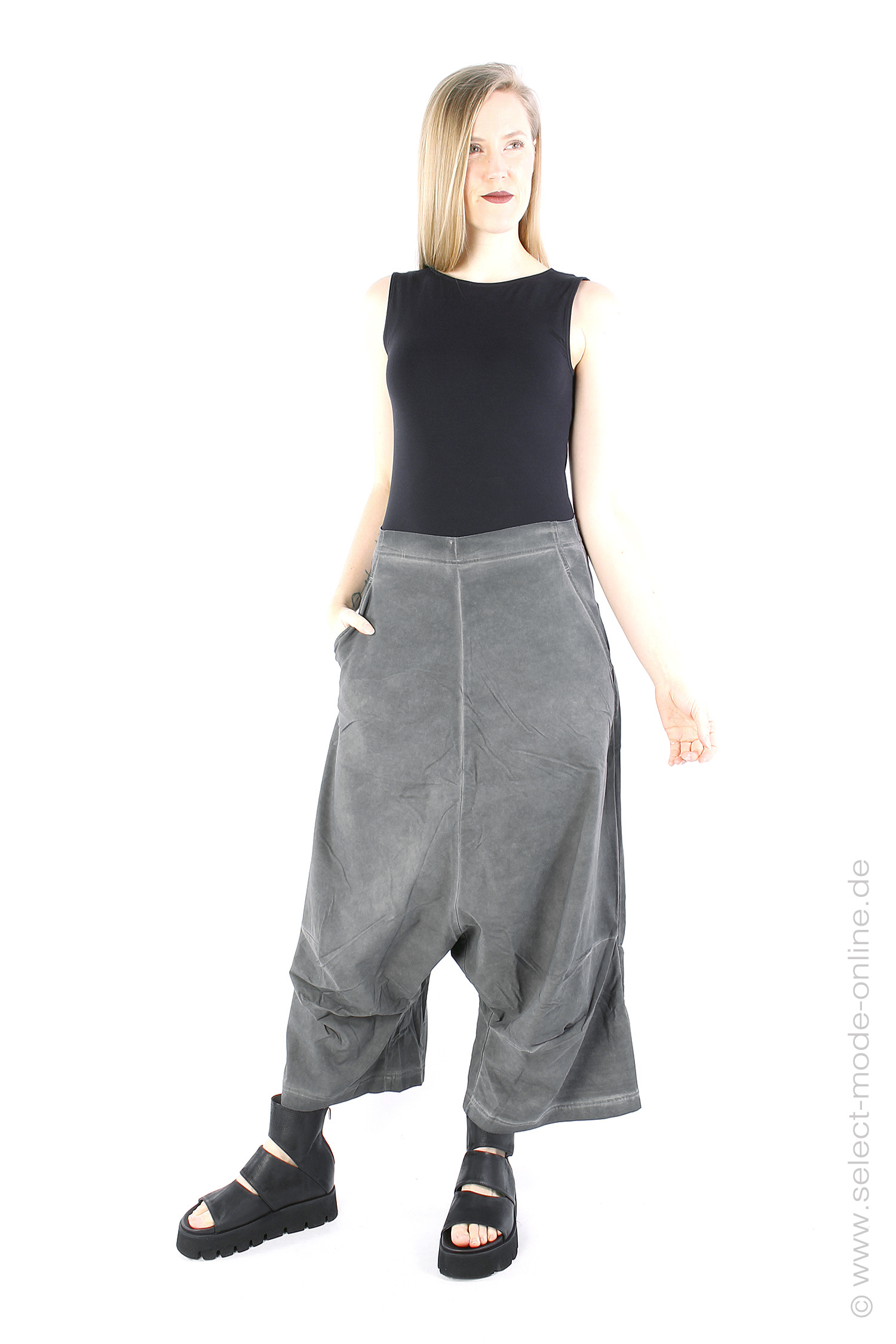 Weite Stretchhose - Charcoal Cloud - 1242290131