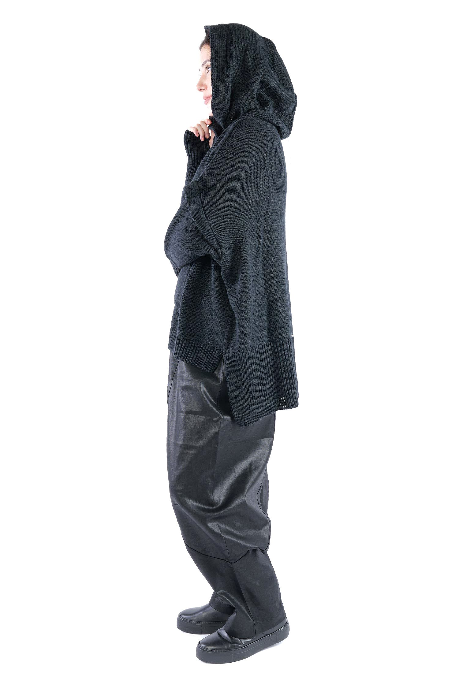 Strick Hoodie - Schwarz - Edooh