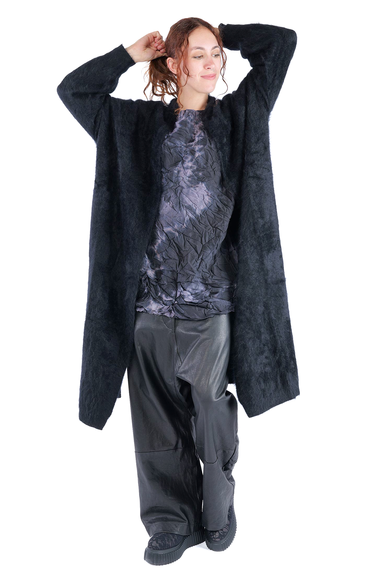 Flauschiger Kaschmir Cardigan - Night - 25133