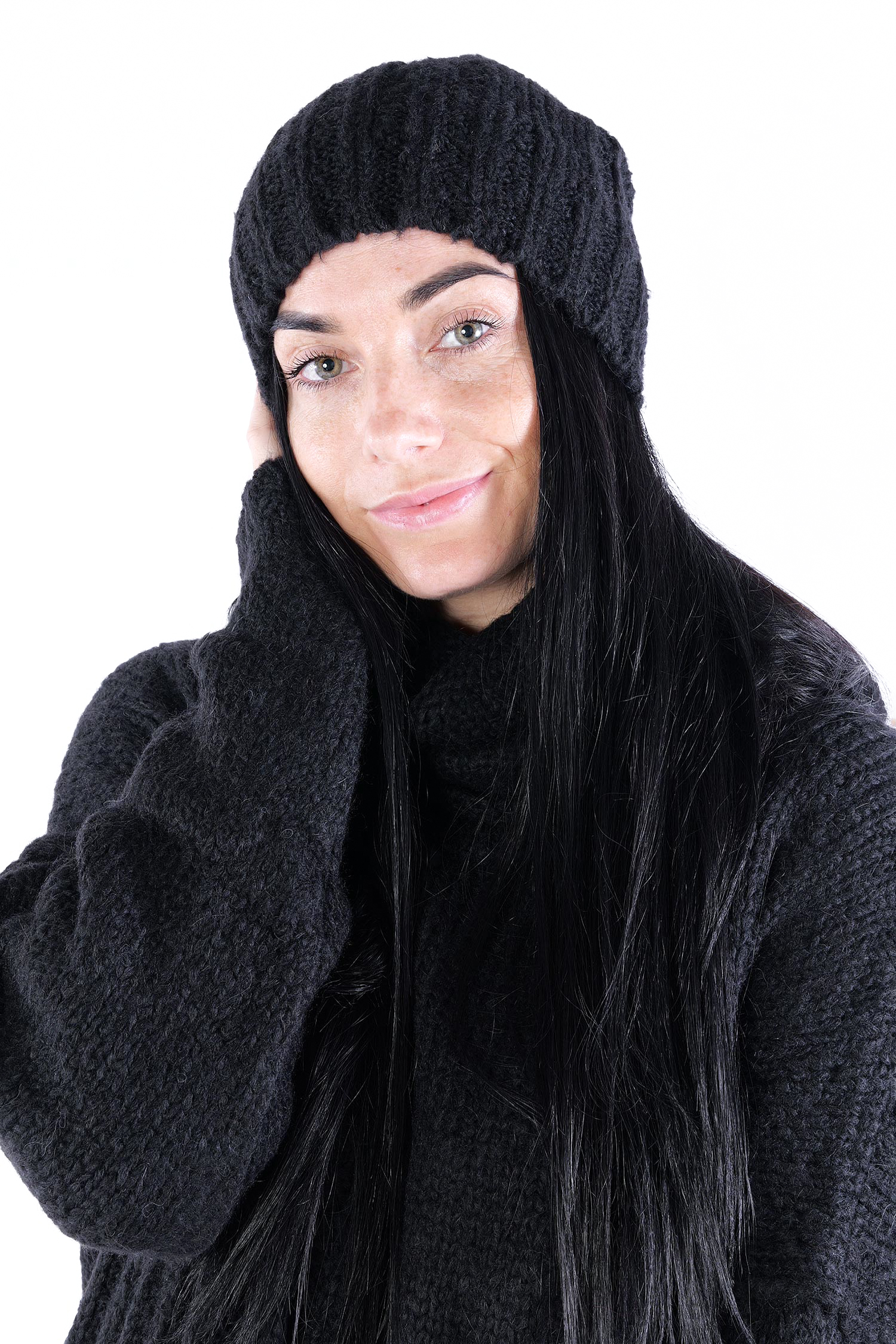 Grobstrickmütze - Schwarz - Fiff