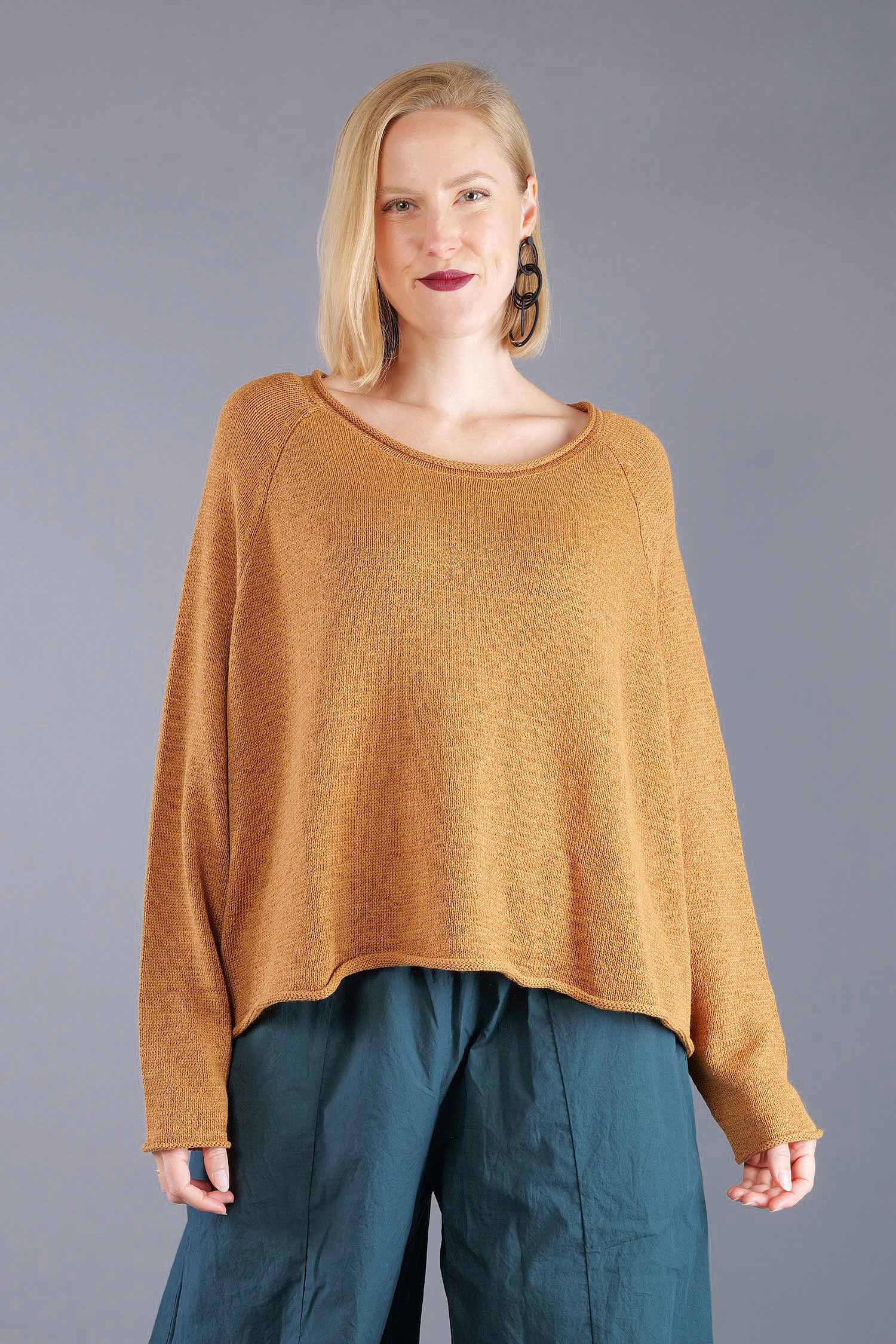 Oversized knitted pullover - Bronze - 2263720713
