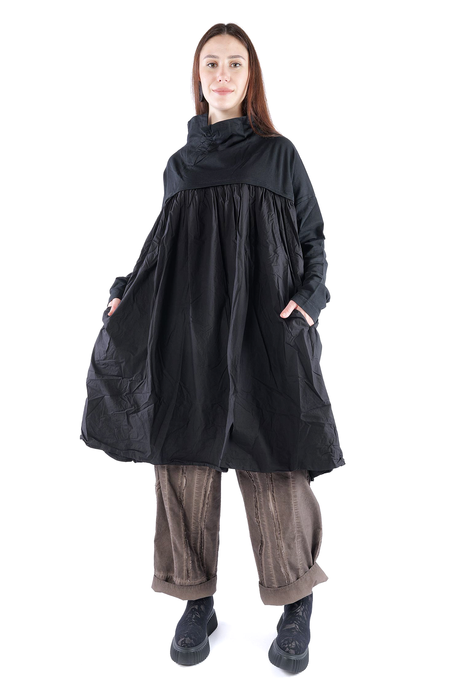 Gerüschte Tunika - Schwarz - 2262280906