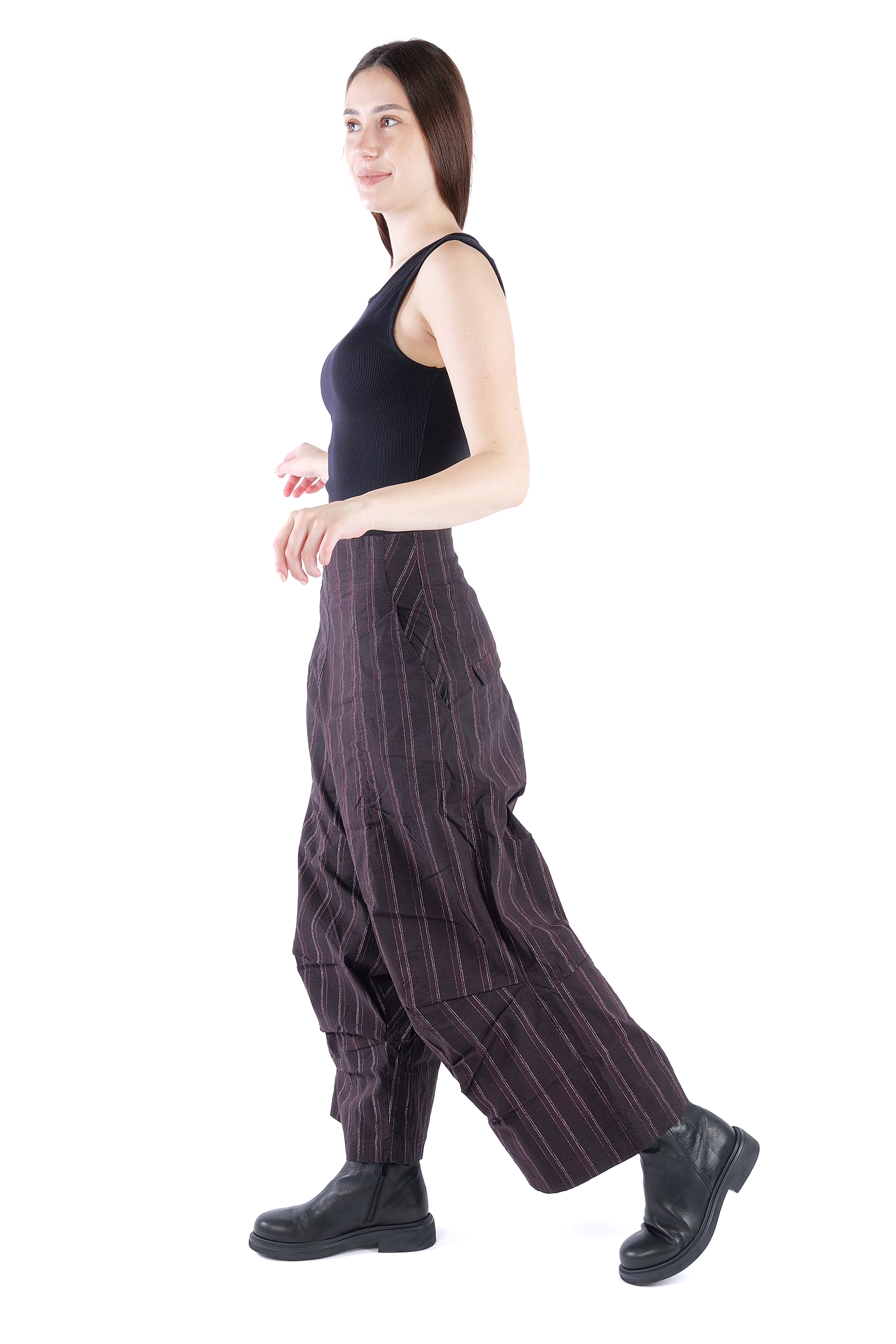 Weite Stretchhose - Purple cloud stripe - 2261240104