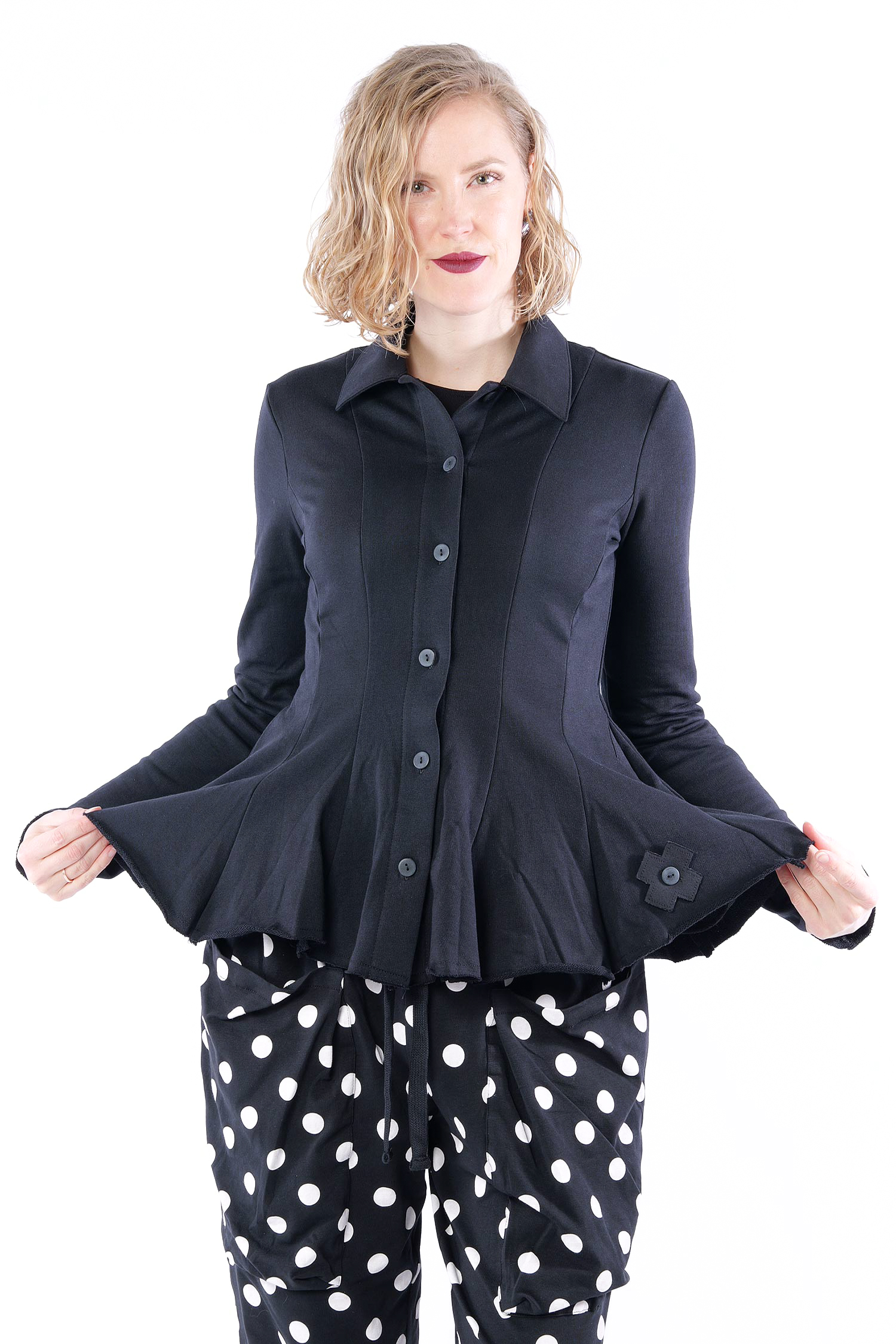 Glockige Sweatjacke - Schwarz - 2115