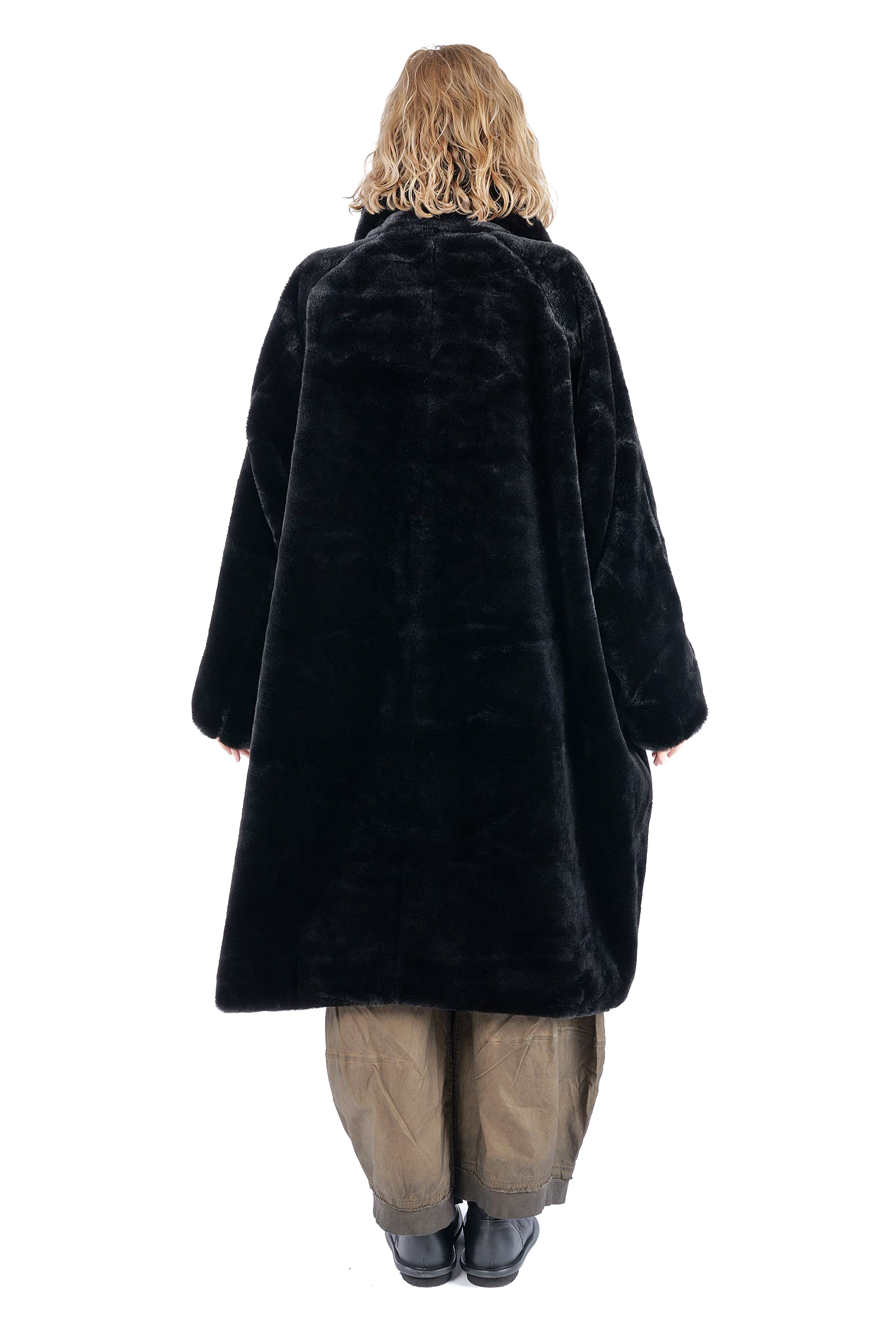 Kunstfellmantel - Schwarz - 2263431202