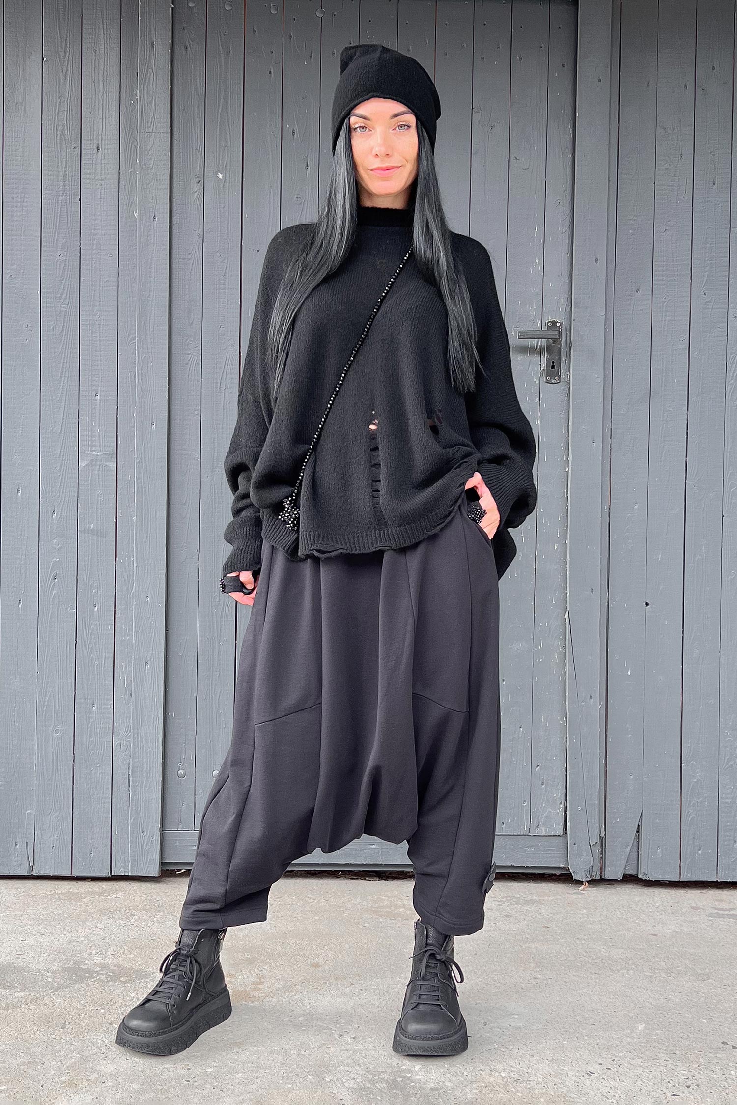 Oversize Strickpullover - Schwarz - I26.3880