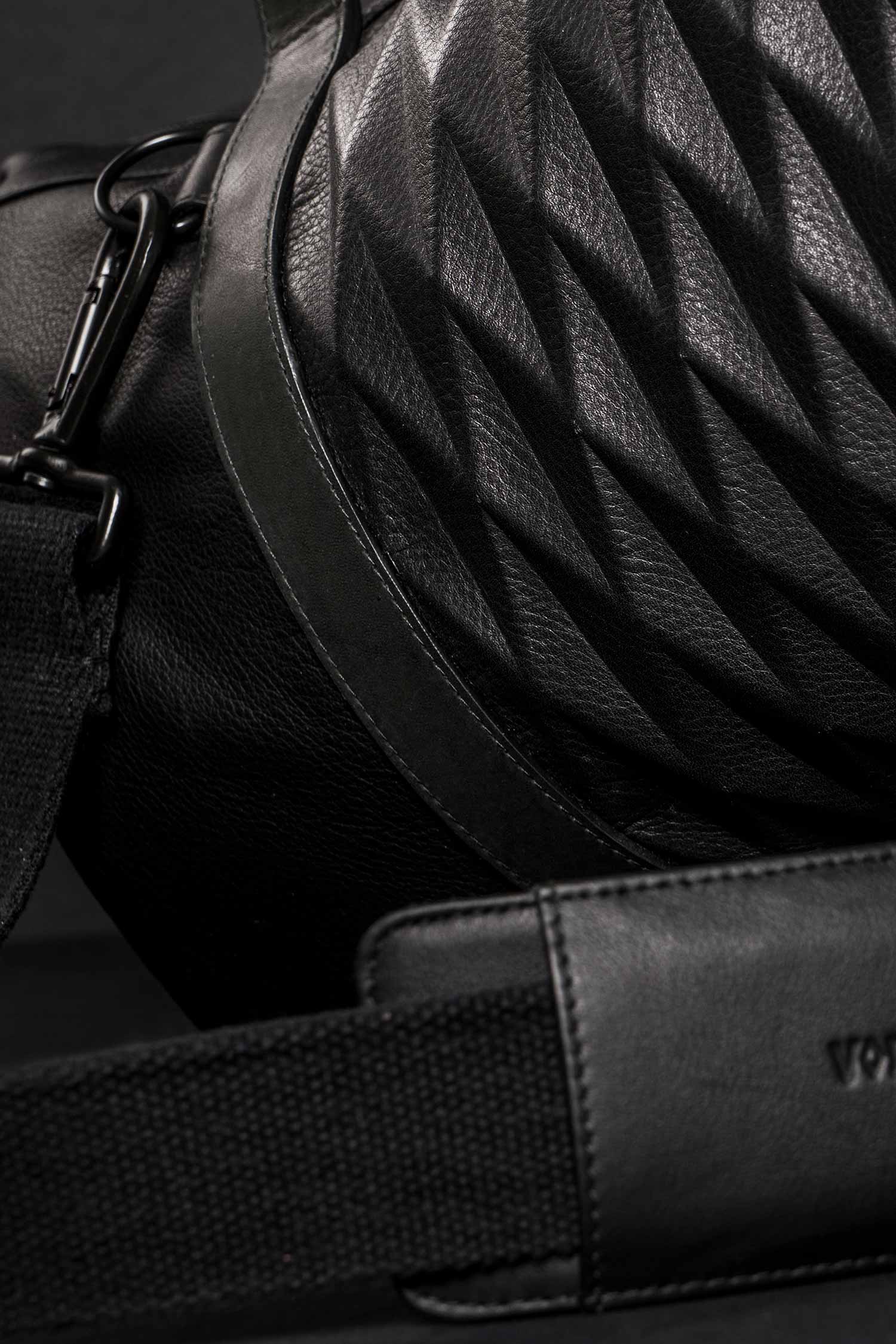 Große Ledertasche - Schwarz - Weekender