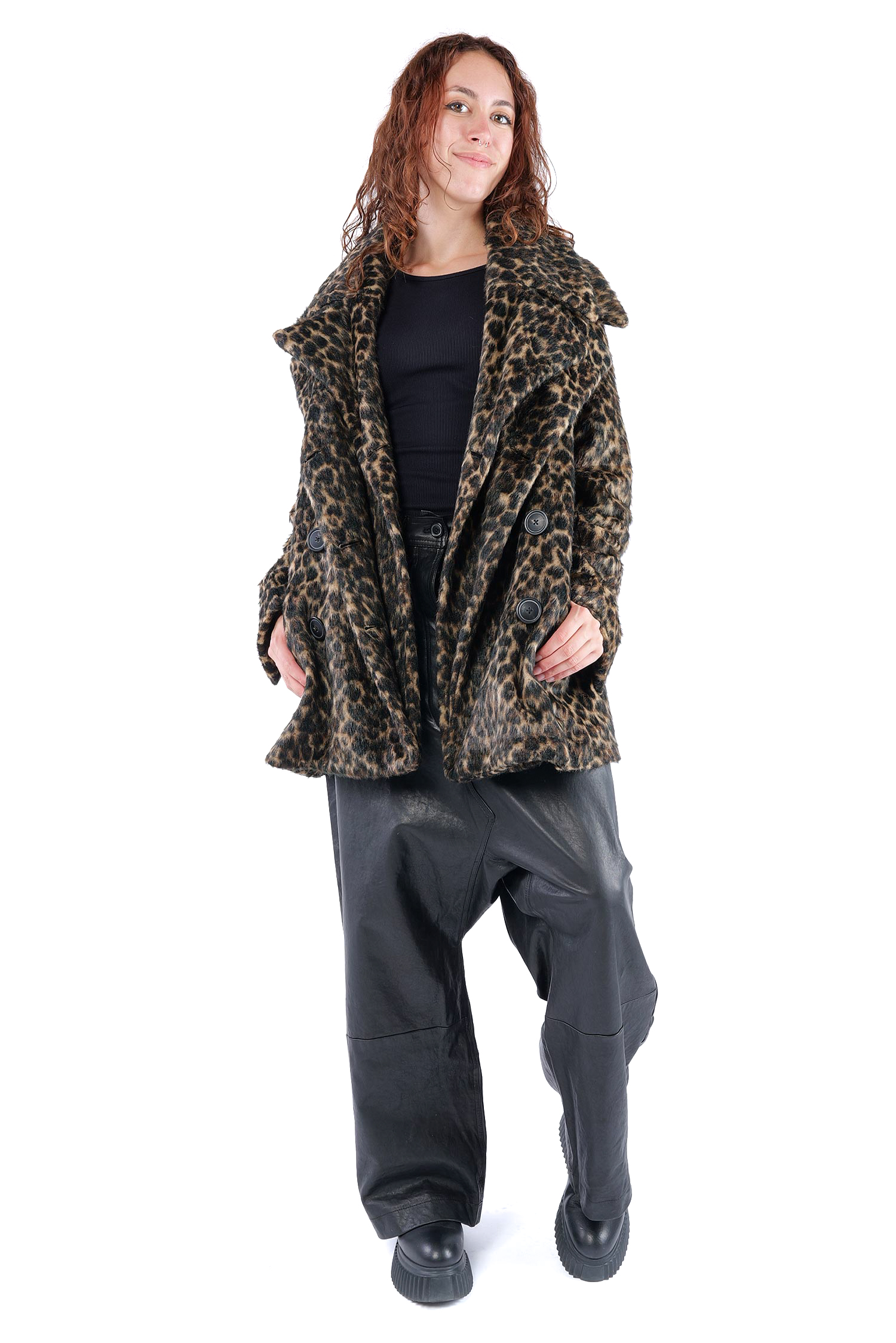Oversized leopard fur jacket - Leo jacquard - 2261191102