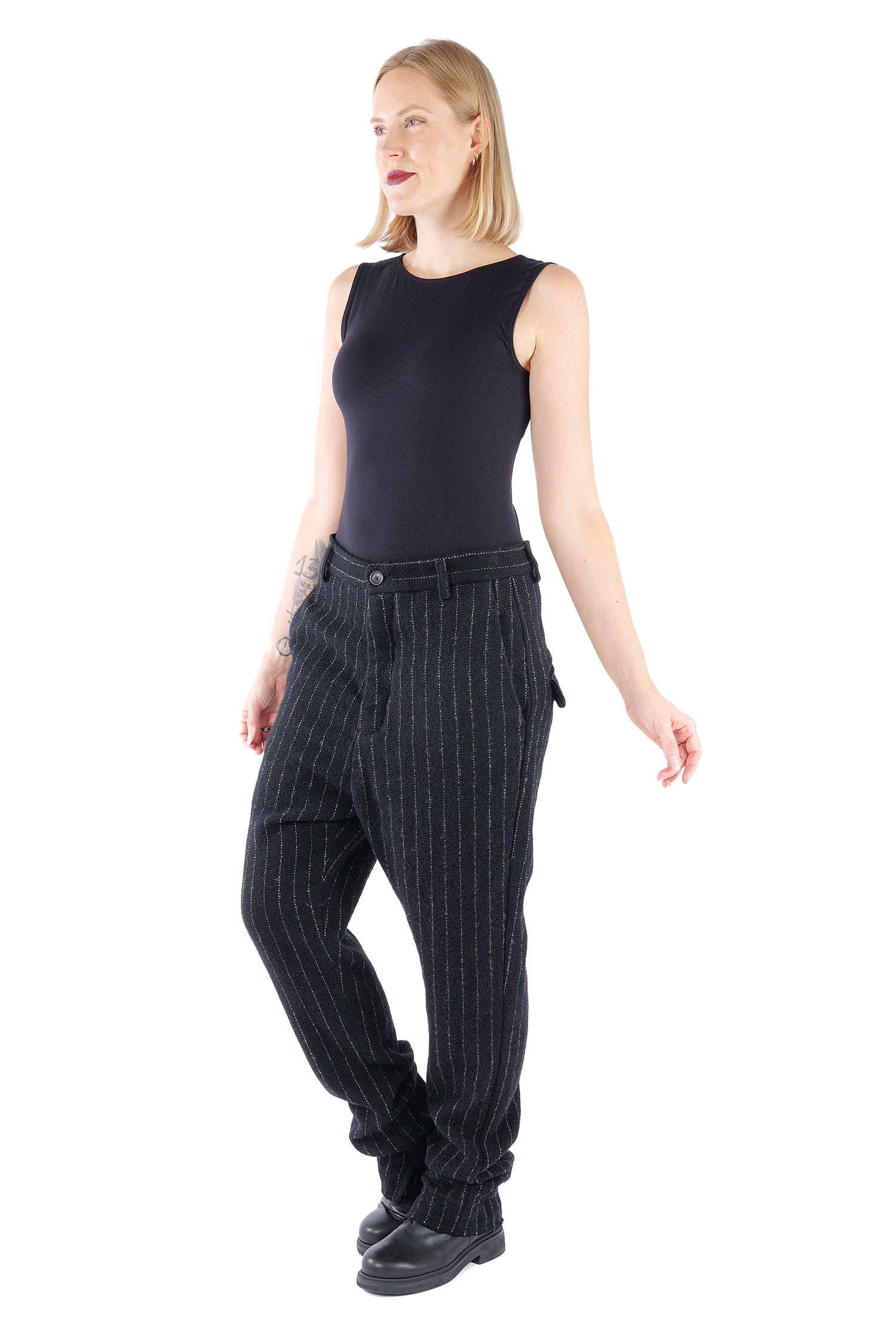 Lange Wollhose - Black stripe - 2264150102