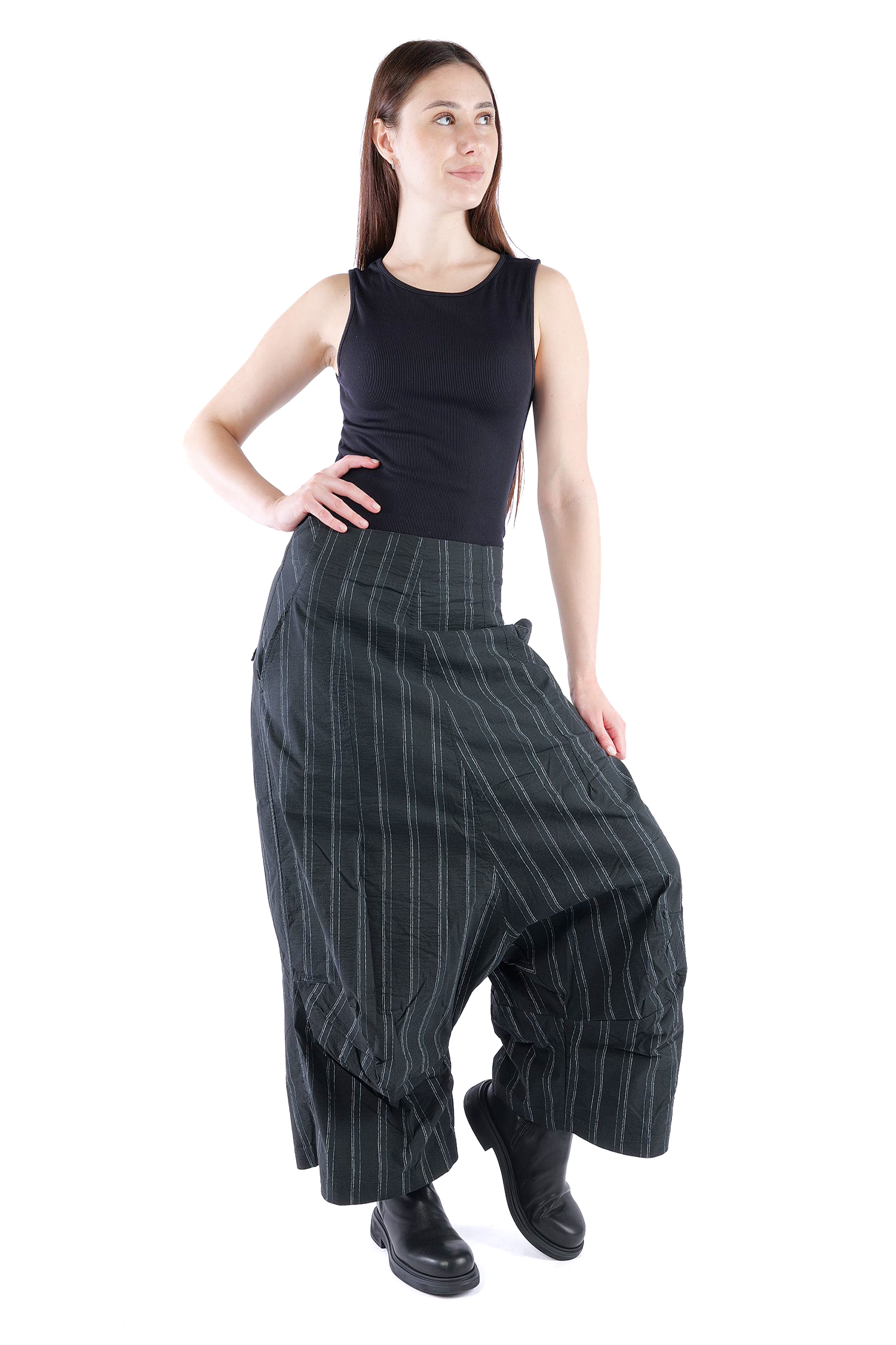 Weite Stretchhose - Petrol cloud stripe - 2261240104