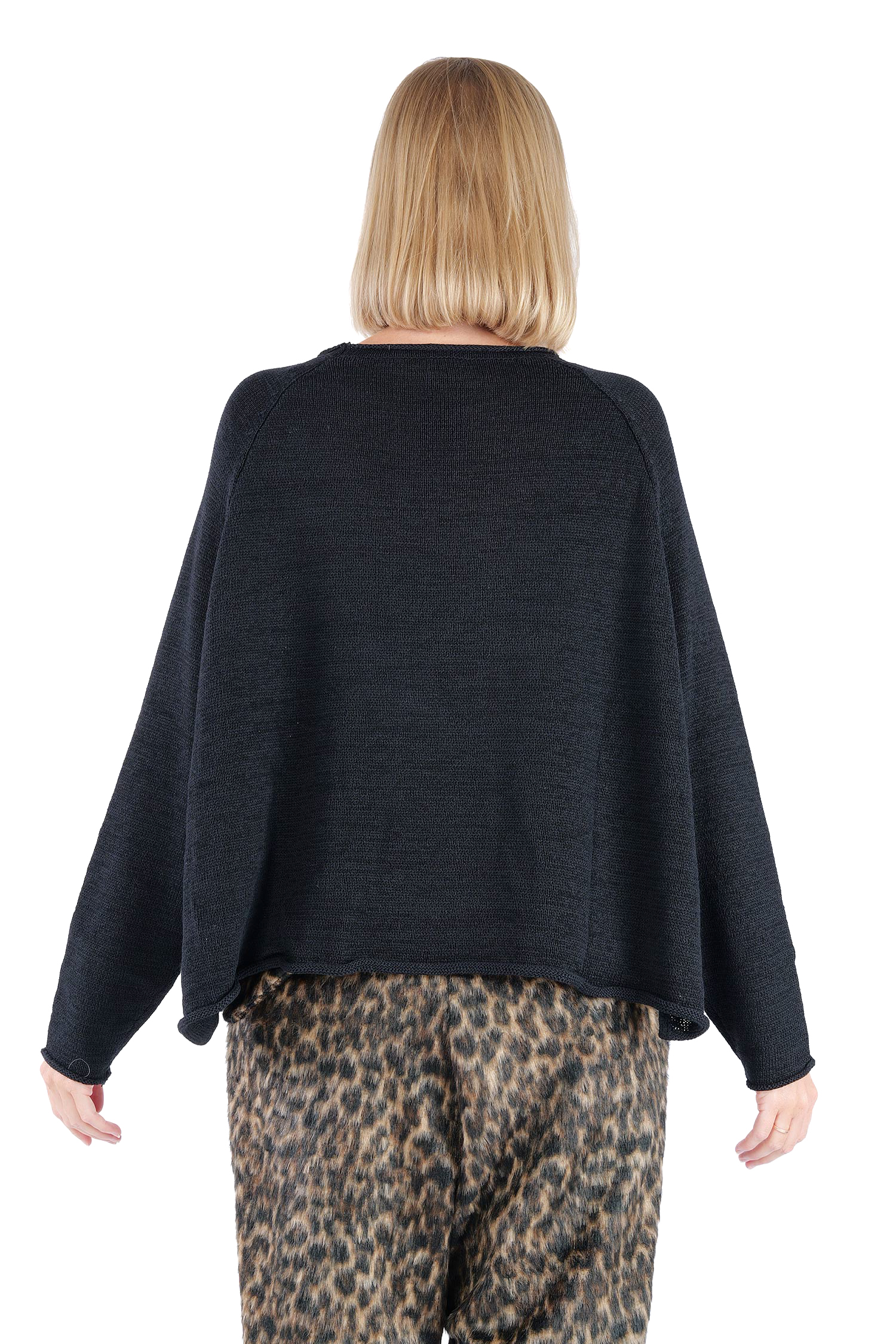 Oversized knitted pullover - Black - 2263720713
