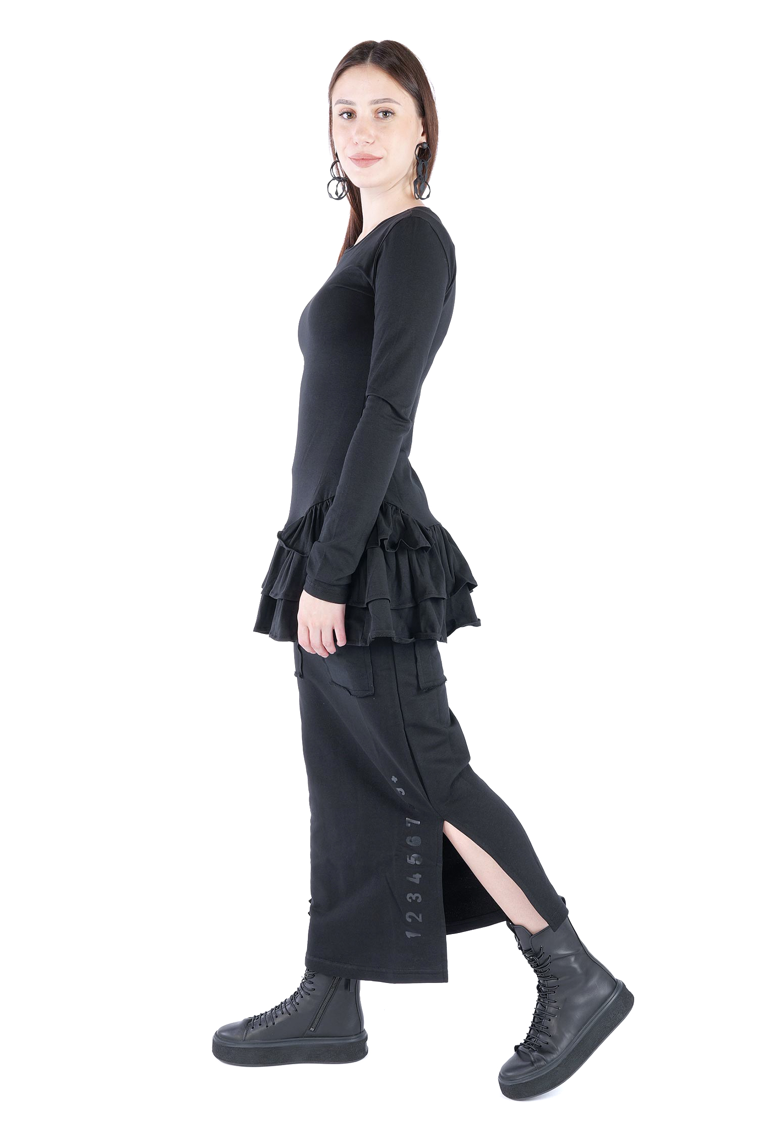 Rüschenpullover - Schwarz - 5088