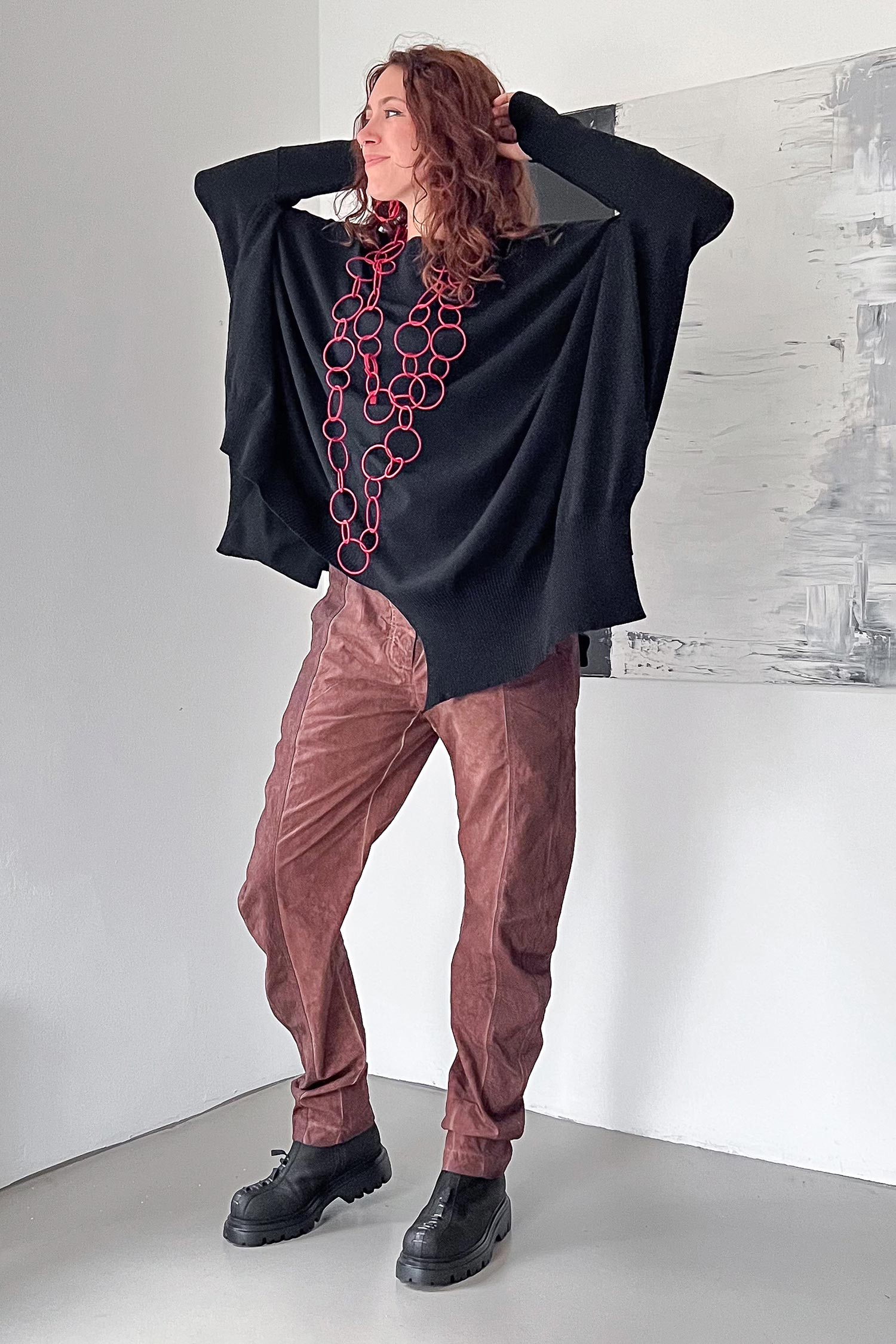 Oversize Strickpullover - Schwarz - 26.2-KHG445