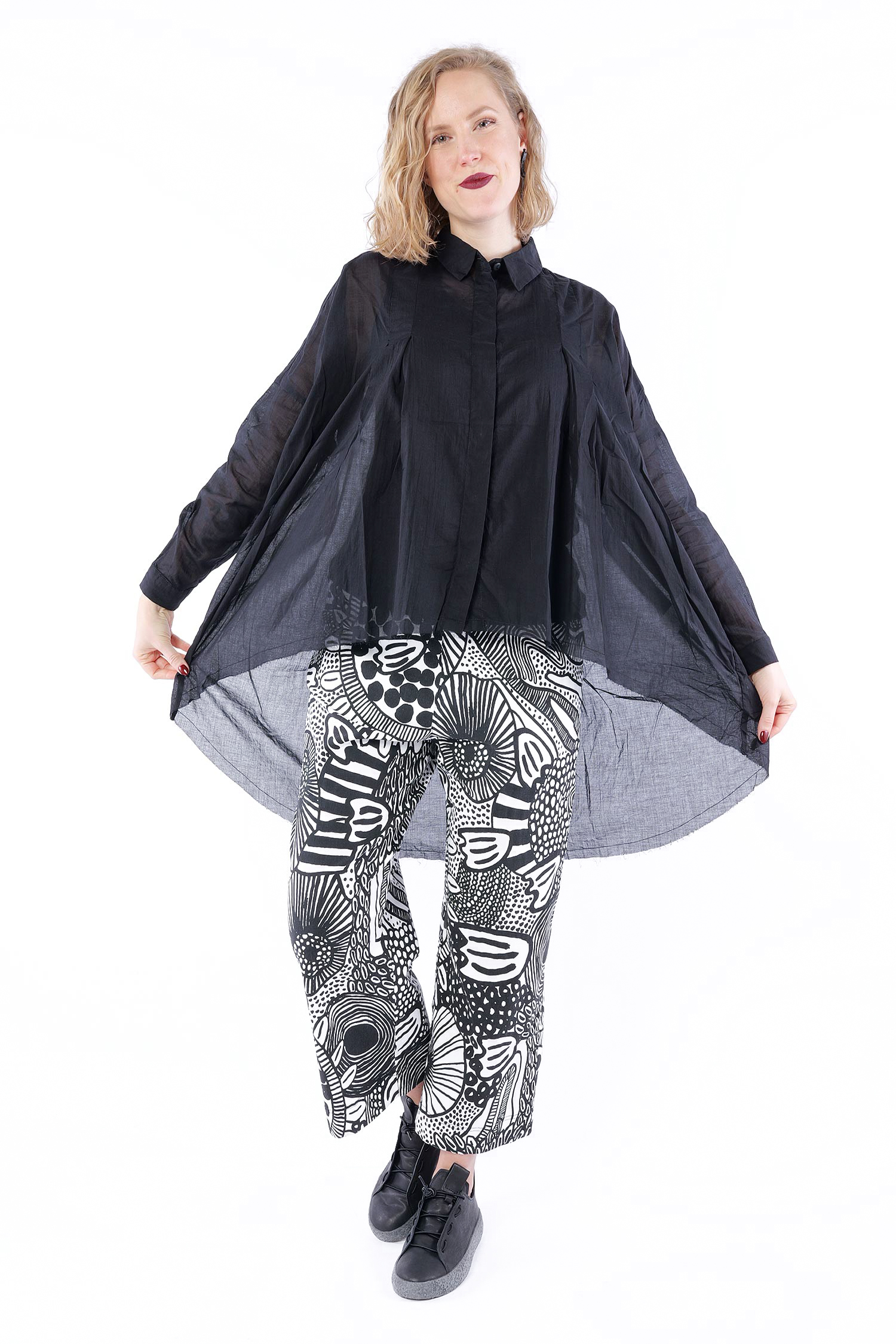 Baumwoll-Bluse - Schwarz - Arta