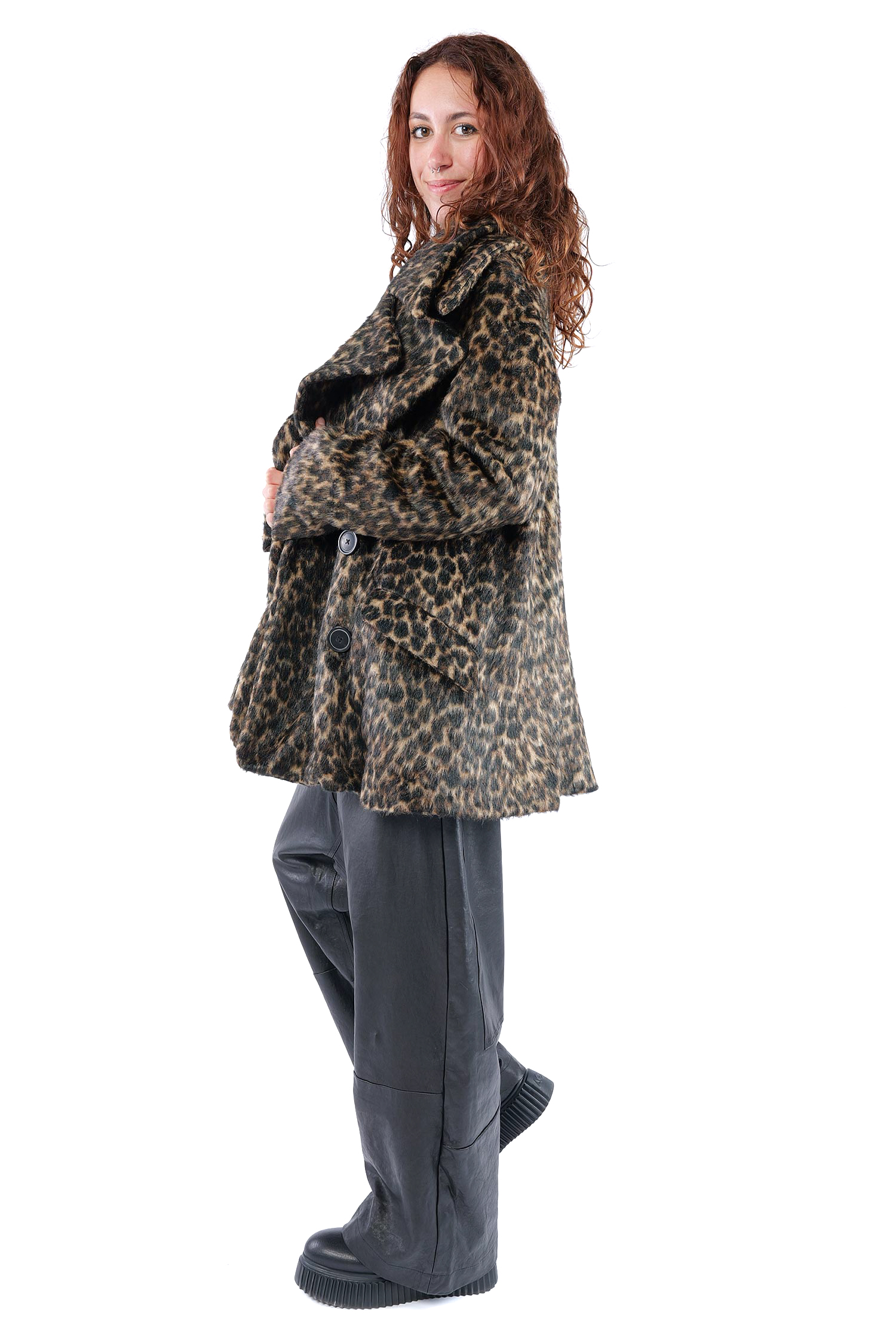Oversized leopard fur jacket - Leo jacquard - 2261191102