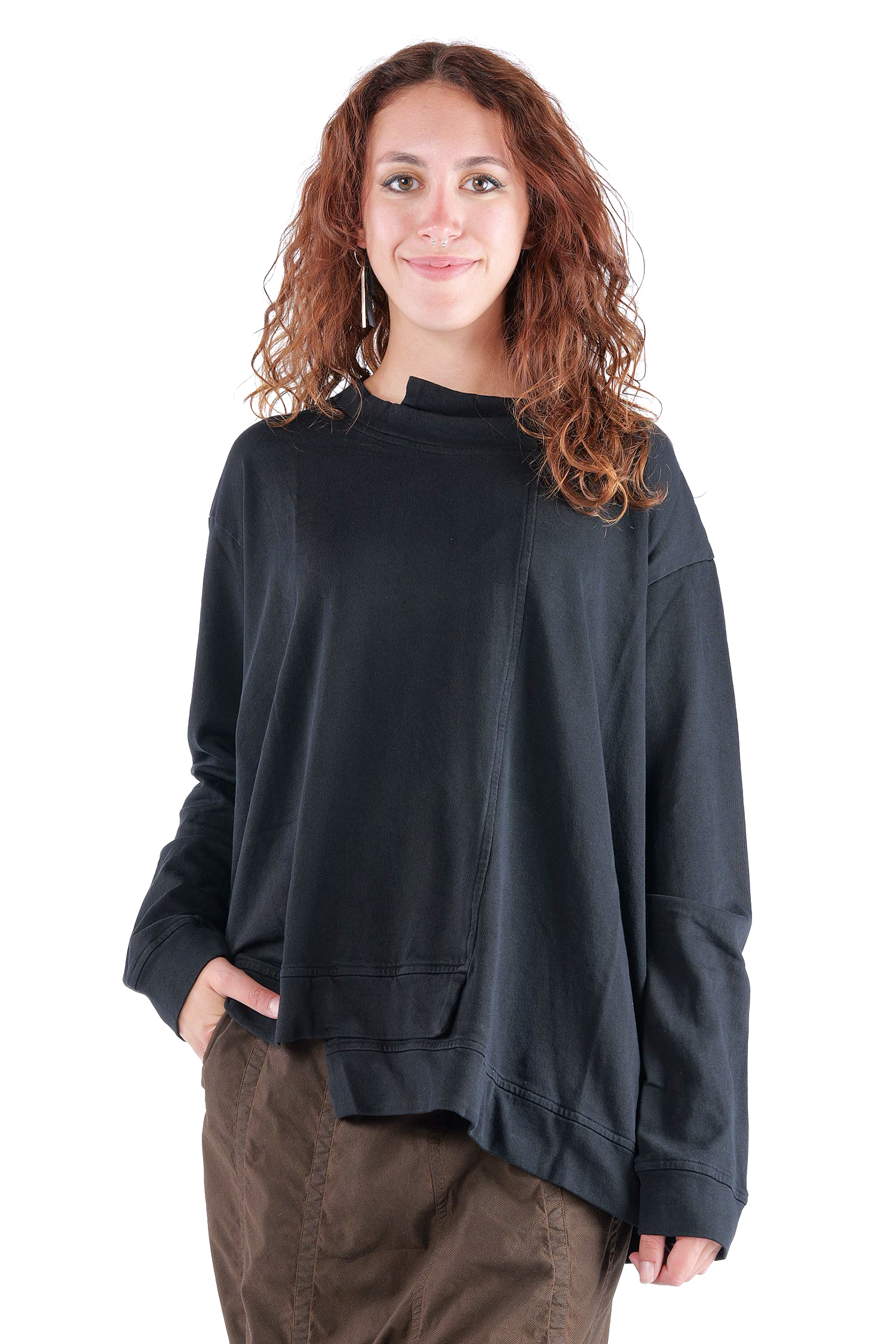 Asymmetrischer Sweater - Schwarz - 2263290501