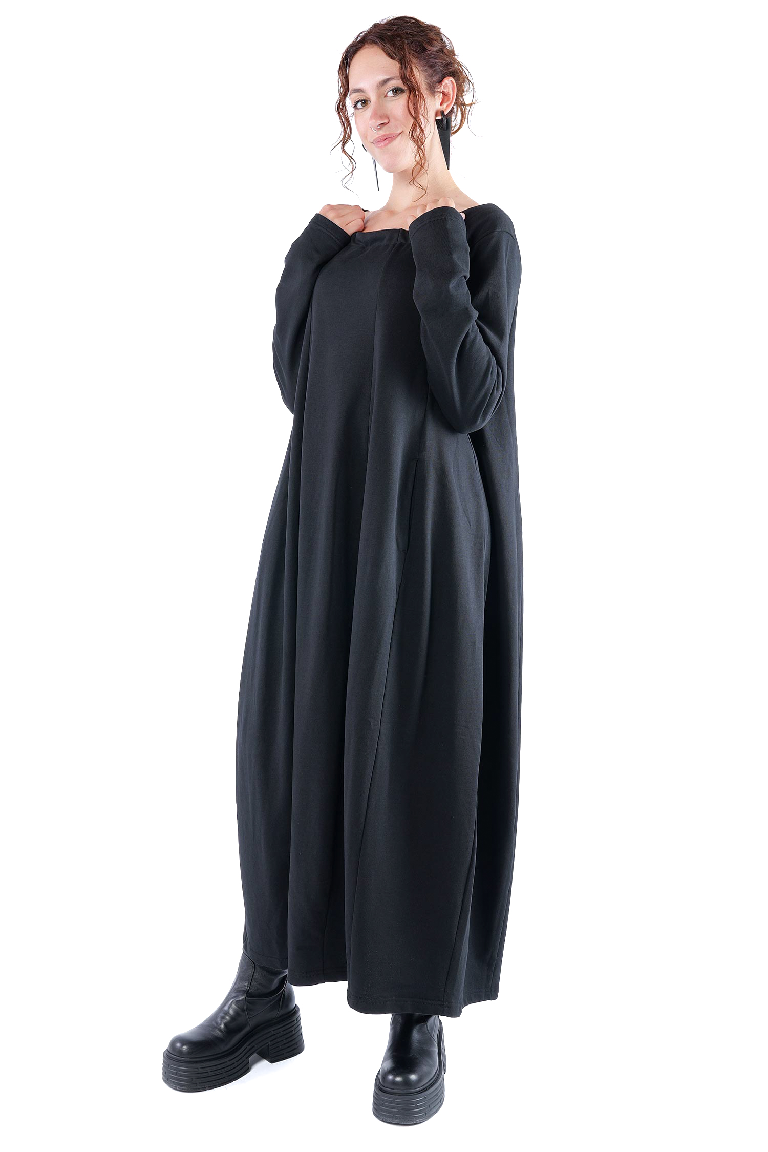 Tulpiges Sweatkleid - Schwarz - 1161