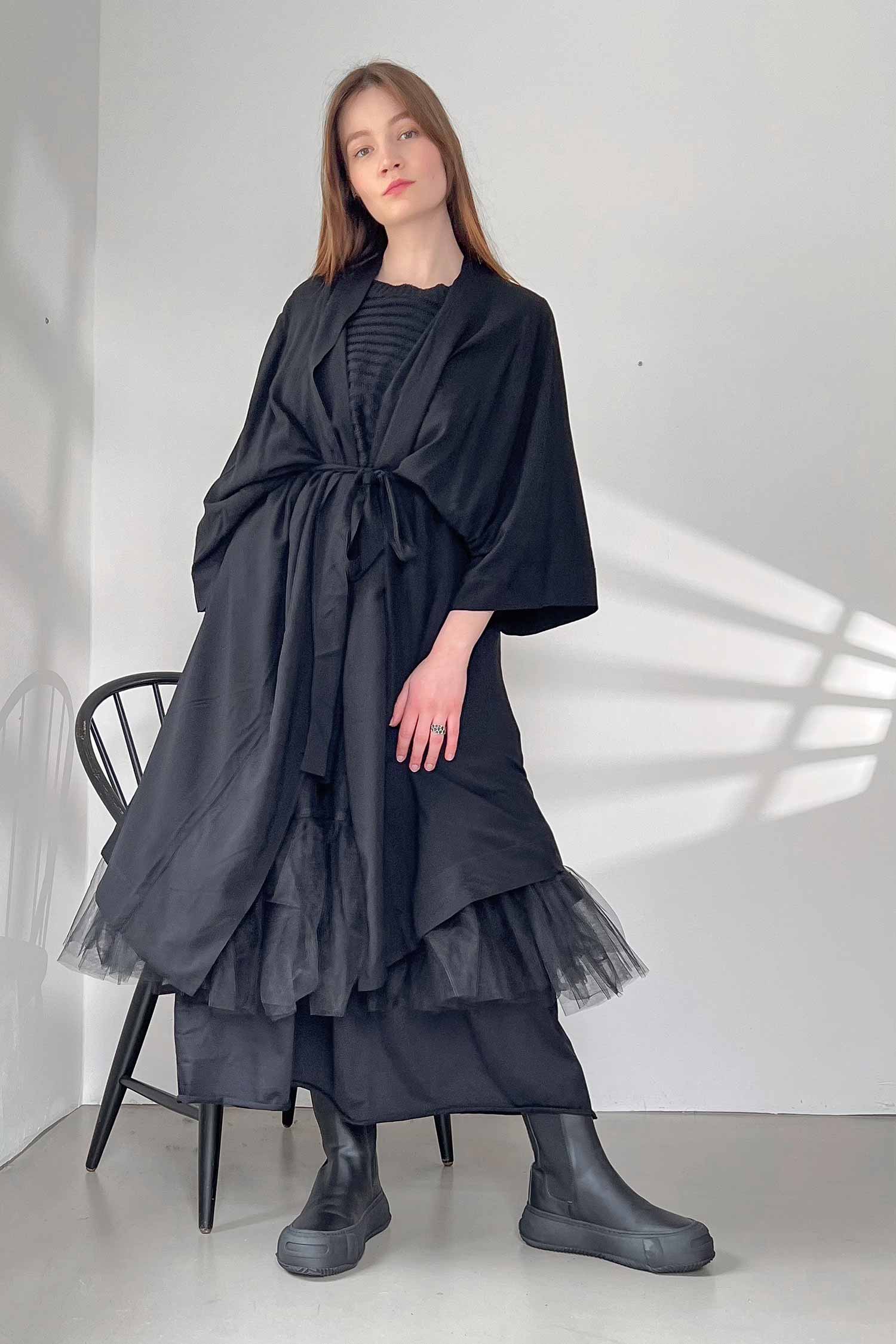 Viskose Kimono - Schwarz - Kinno