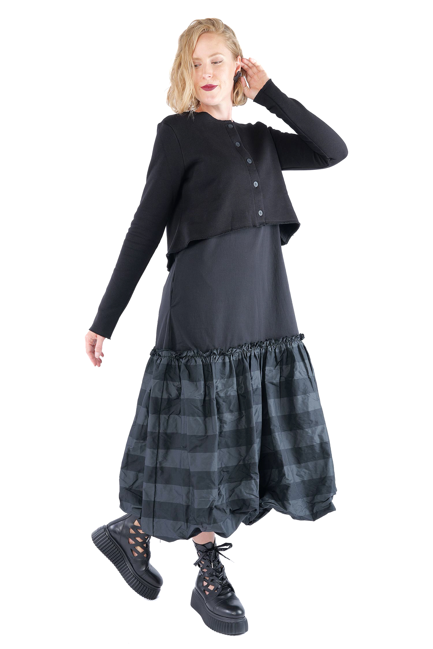 Kurze Sweatjacke - Schwarz - 2121