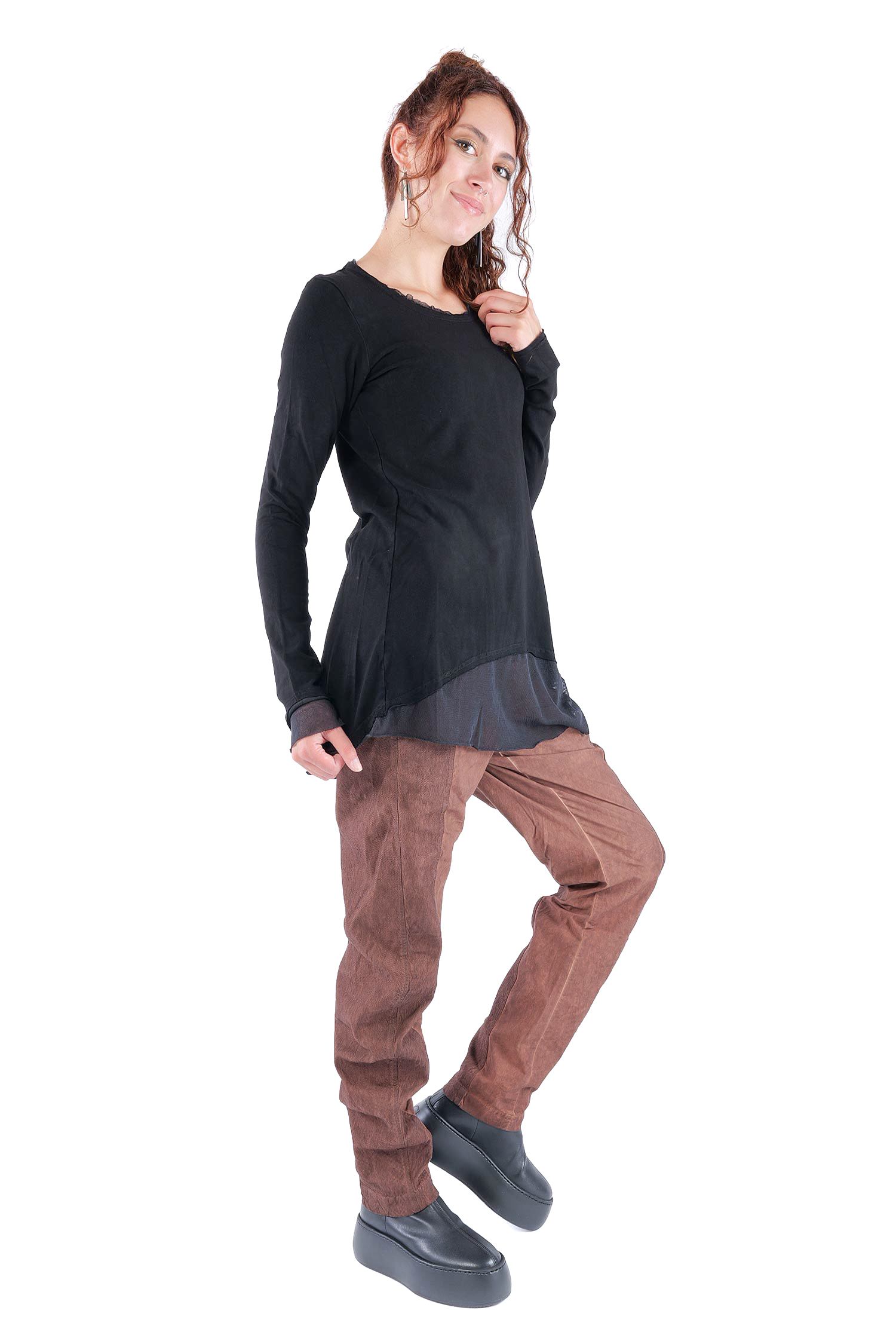 Longsleeve mit Tüll - Schwarz - 2263510501