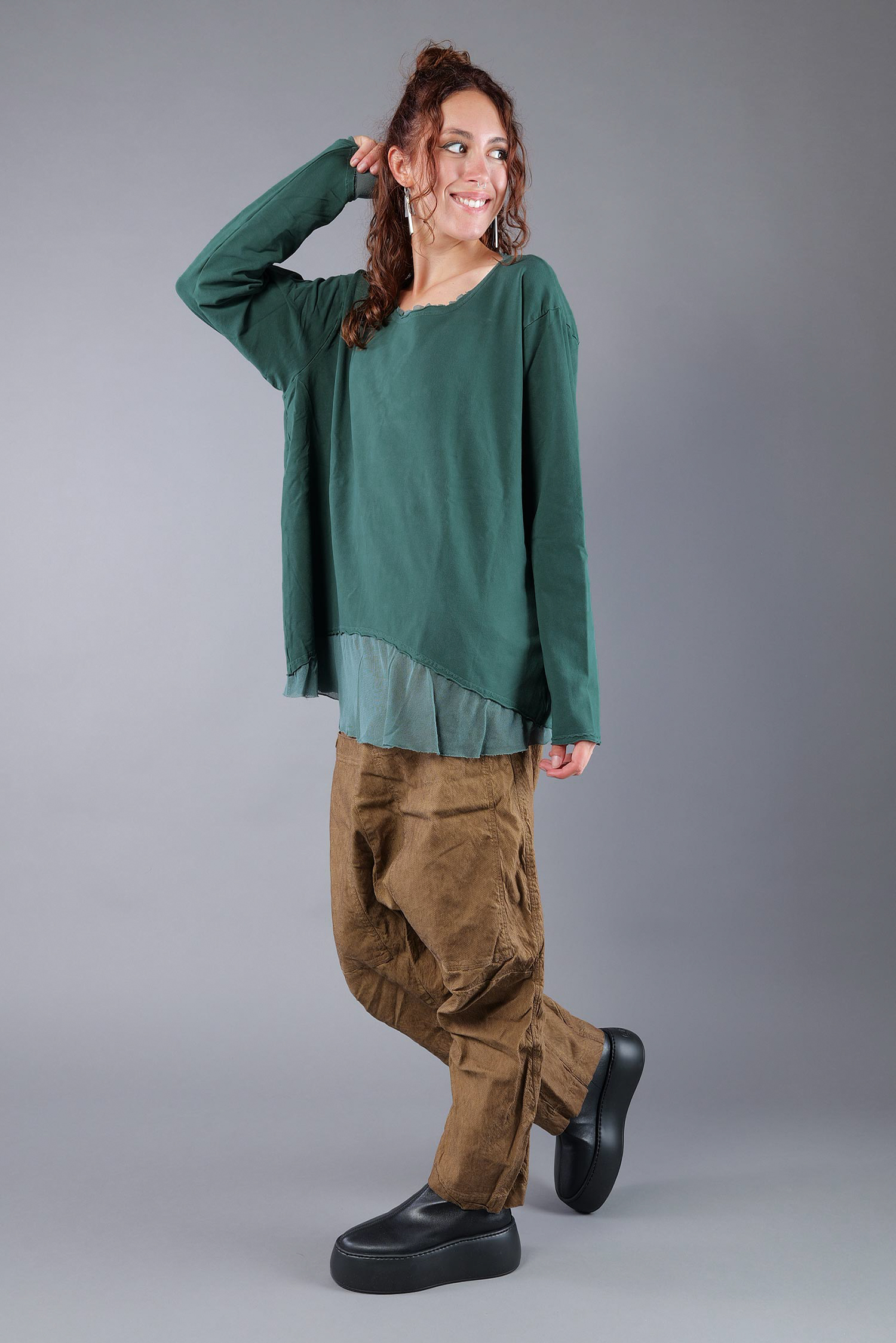 Shirt mit Tüll - Forest - 2263510502