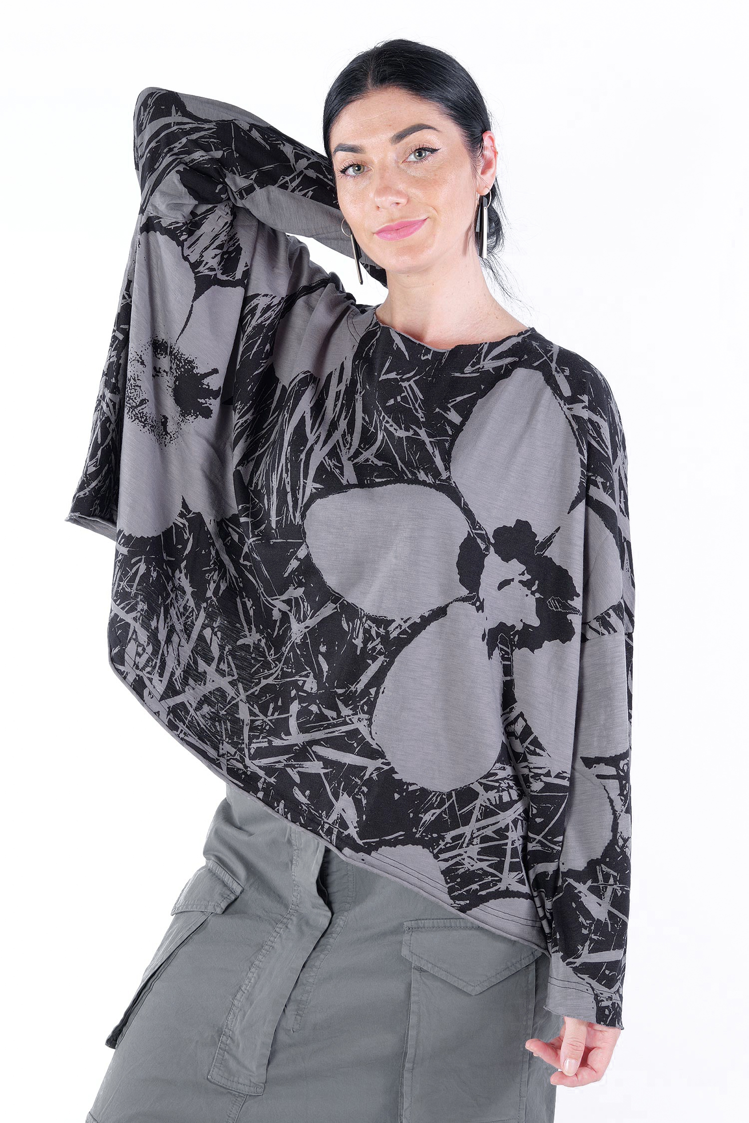 Allover print pullover - Black print - 2253640507