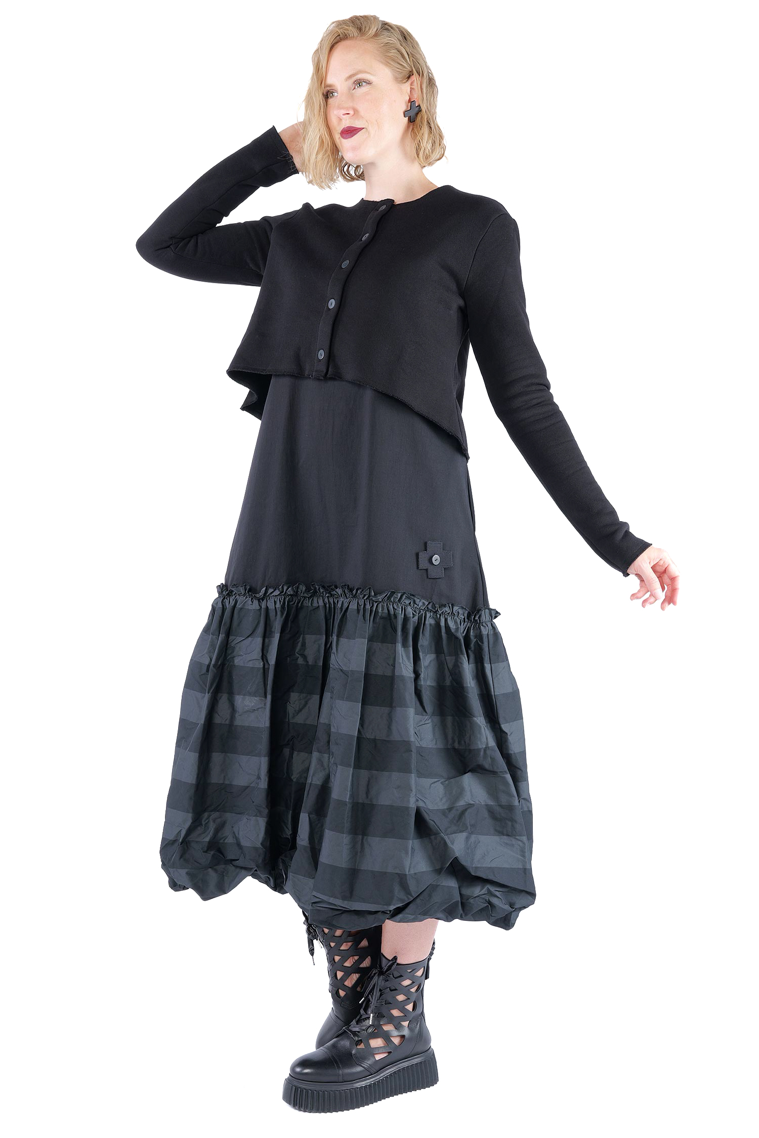 Kurze Sweatjacke - Schwarz - 2121