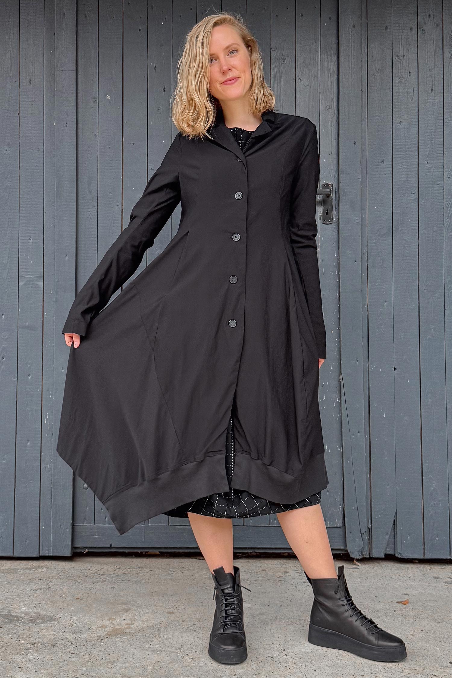 Langer Mantel - Schwarz - 1263281206