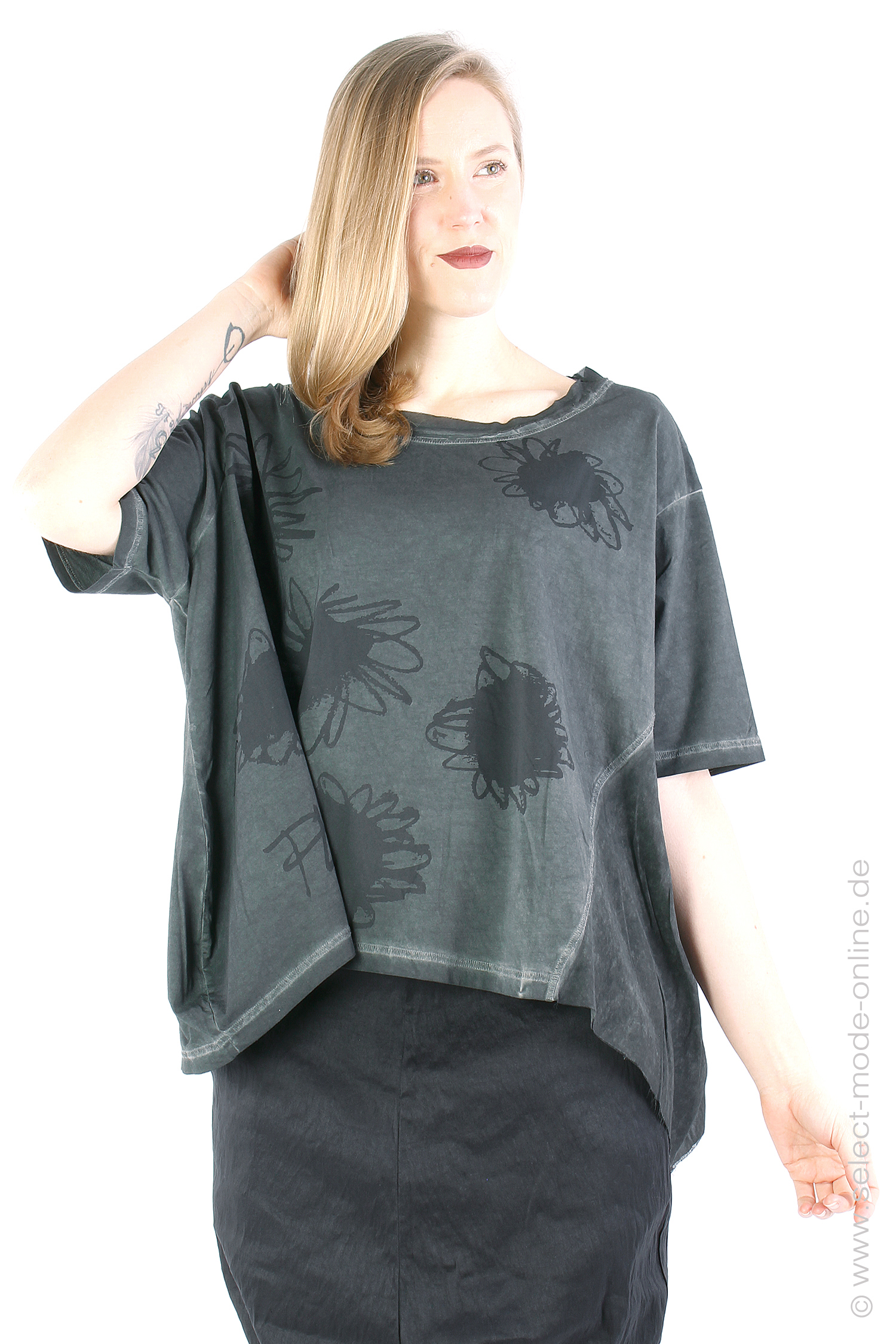 Oversize t-shirt with print - Charcoal Prt Cloud - 1242300503