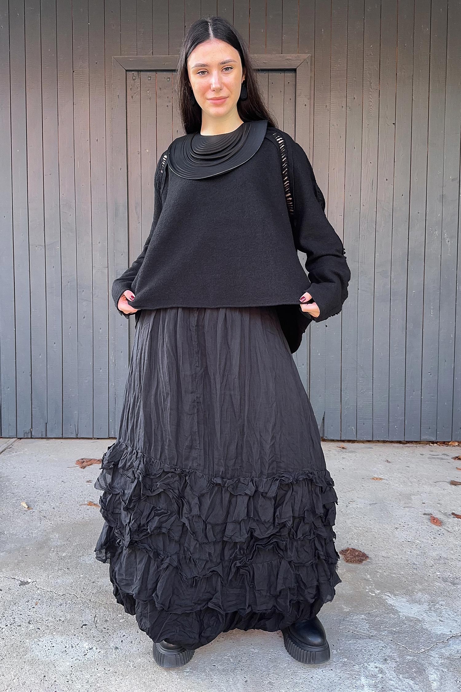 Frill skirt - kaviar - Bakstraps - 130203