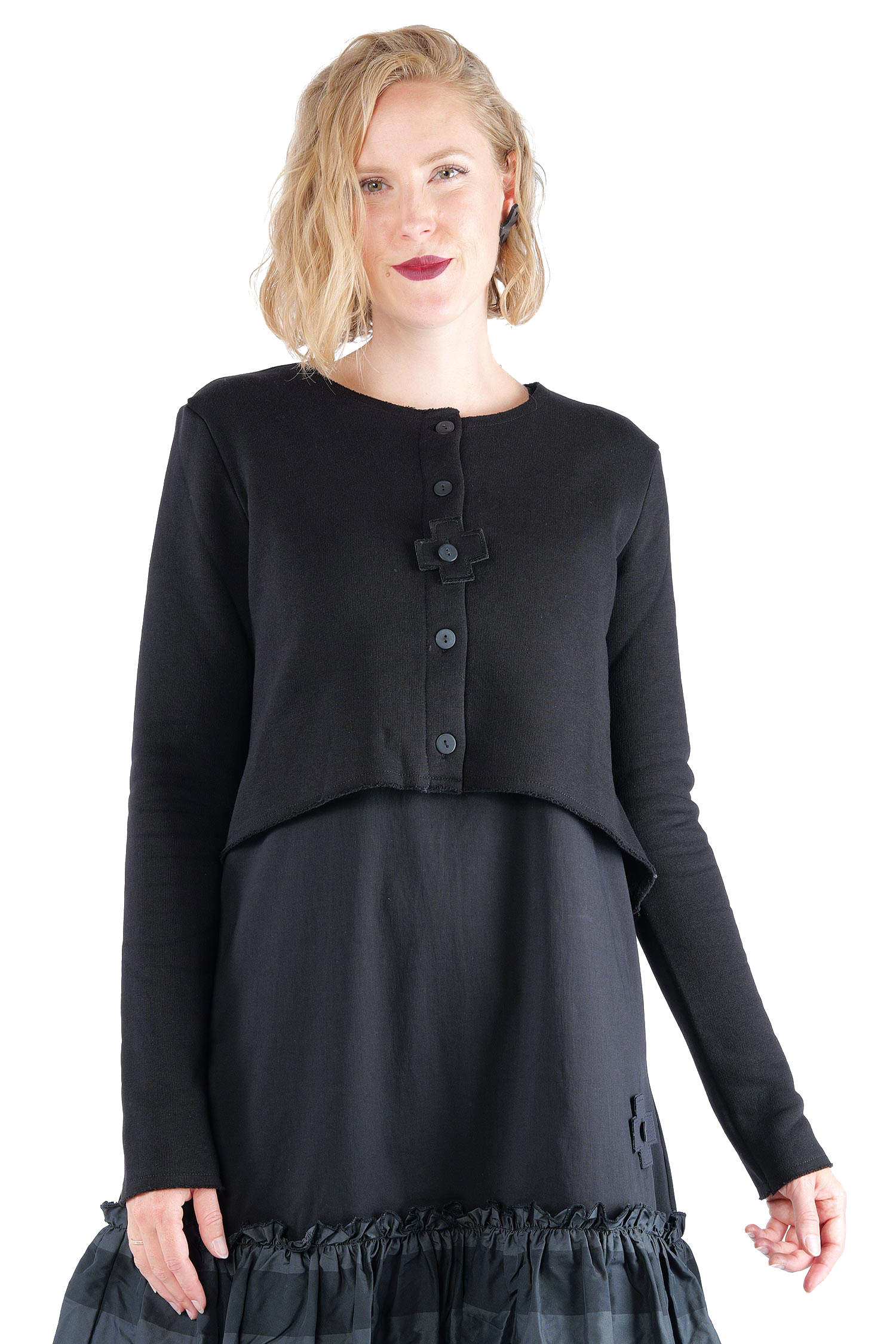 Kurze Sweatjacke - Schwarz - 2121