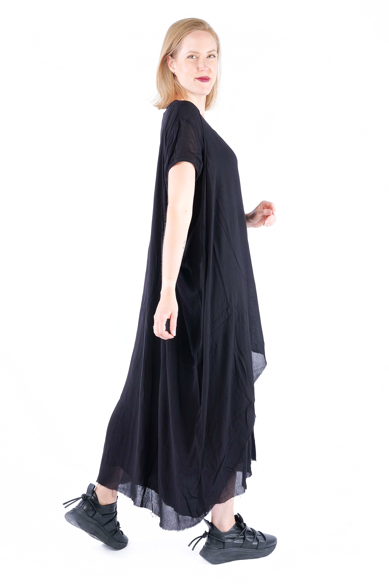 Doppellagiges Kleid - Schwarz - Foamina