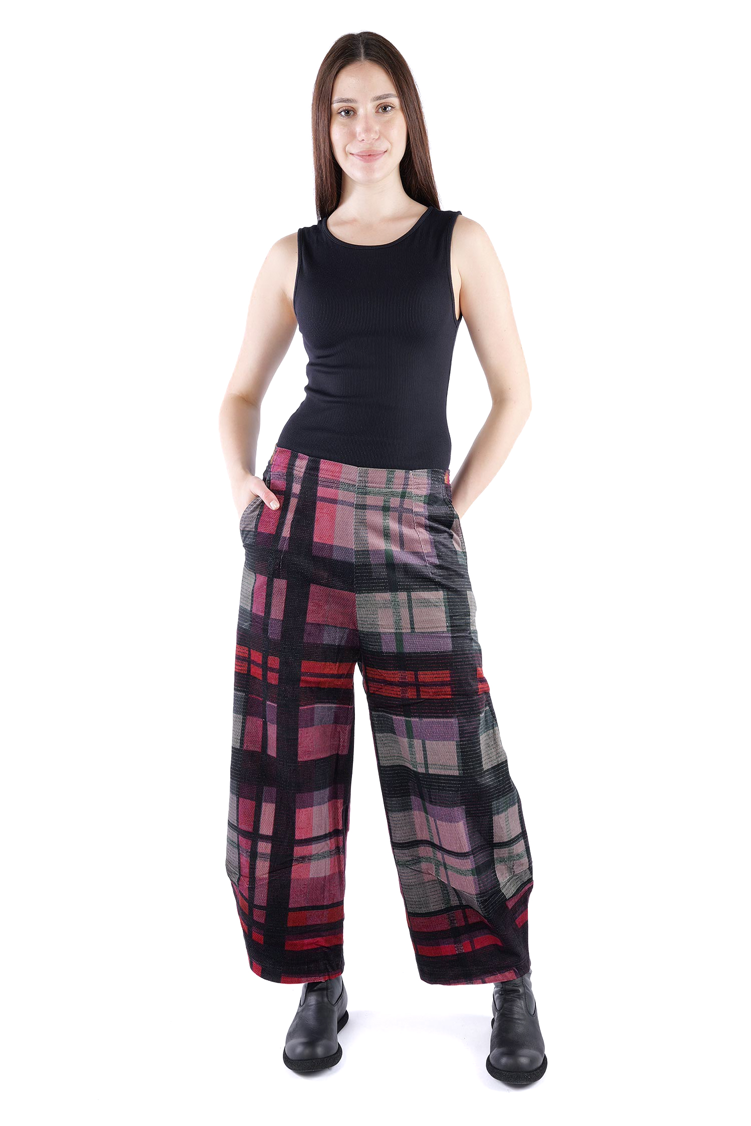 Feincord Hose - Check multicolor - 2263230104