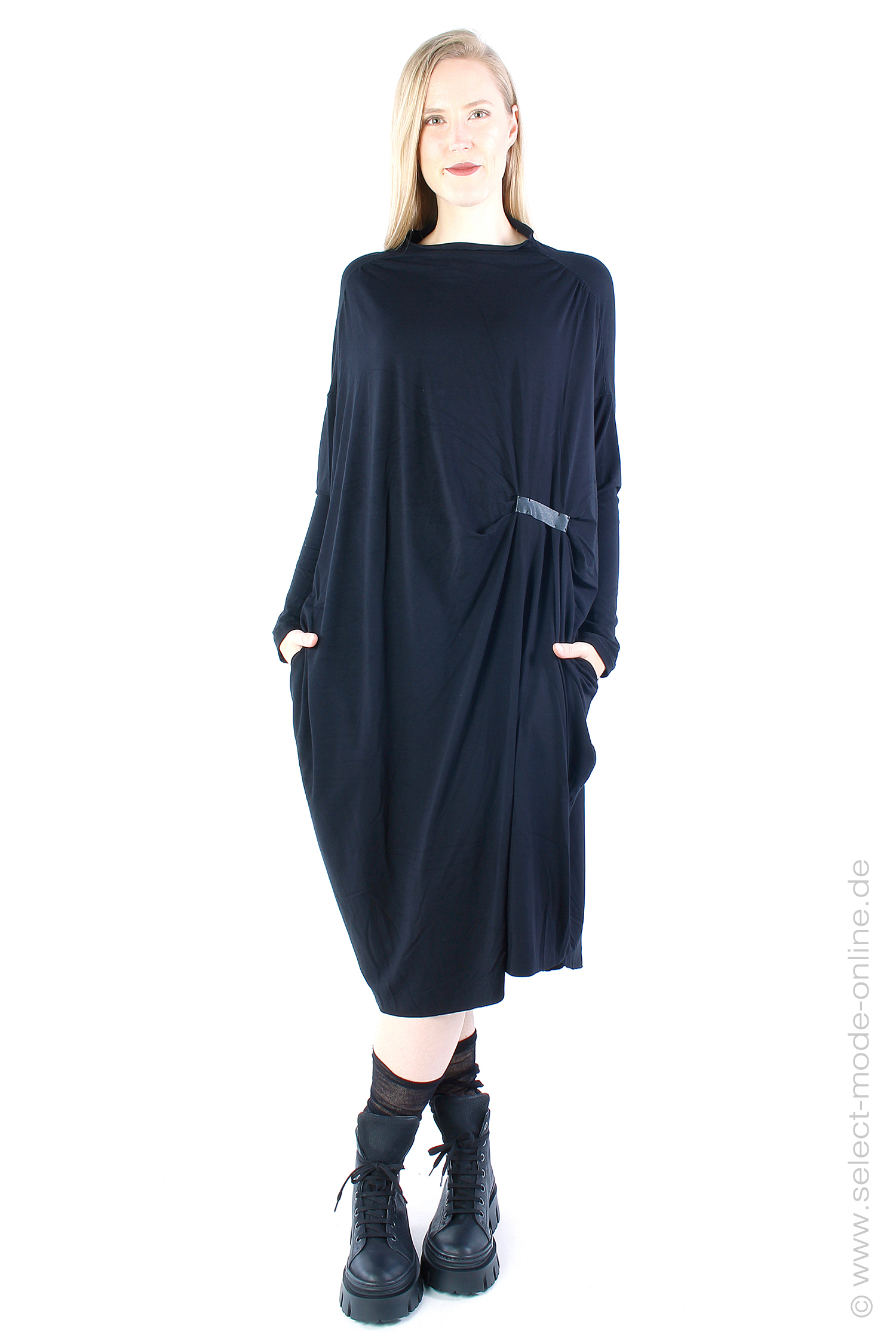 Jerseykleid mit Raffung - schwarz - 1243