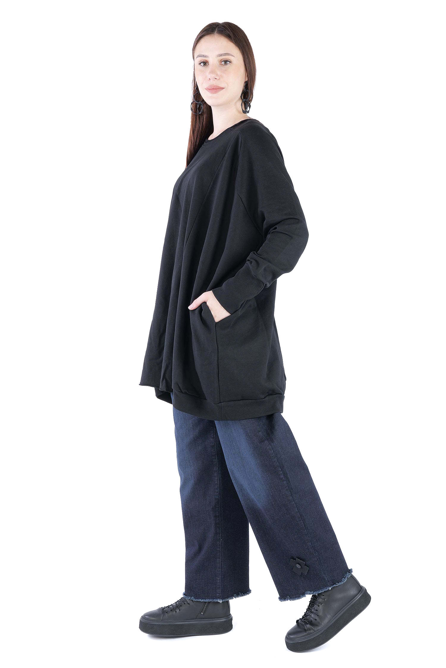 Oversize Sweatpullover - Schwarz - 2139
