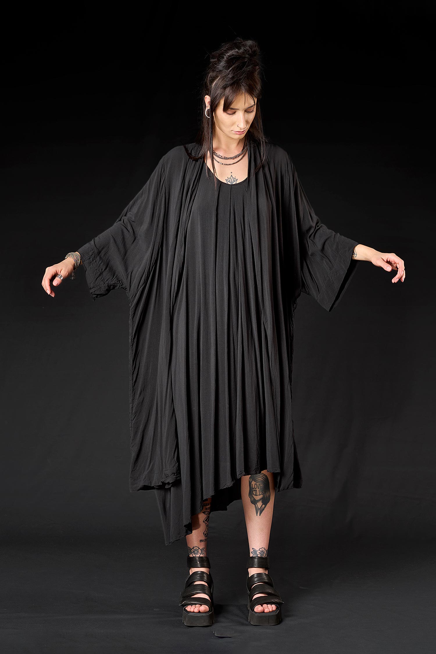 Viskose Kimono - Schwarz - Kinno
