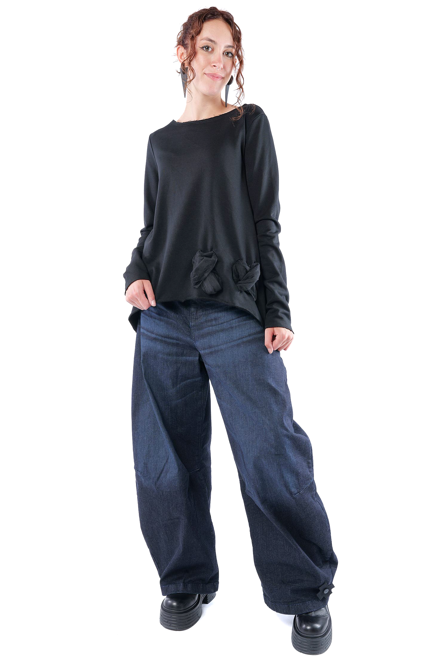 A-Linien Pullover - Schwarz - 2126