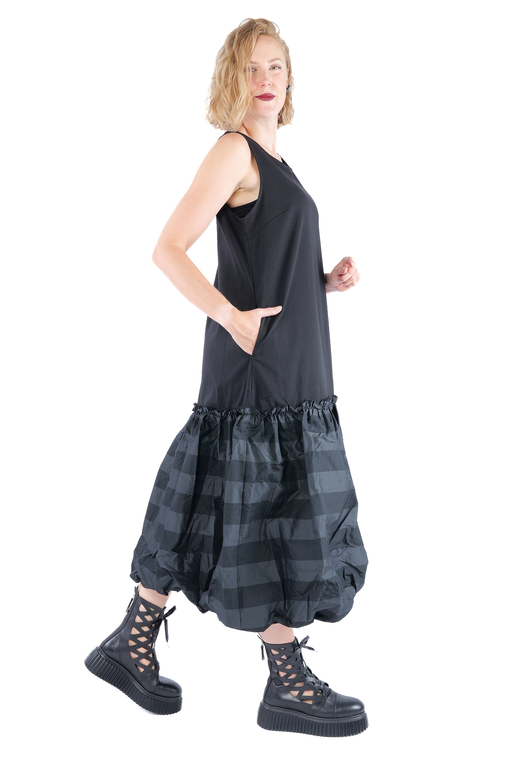 Stretchkleid - Black widestripe - 1163