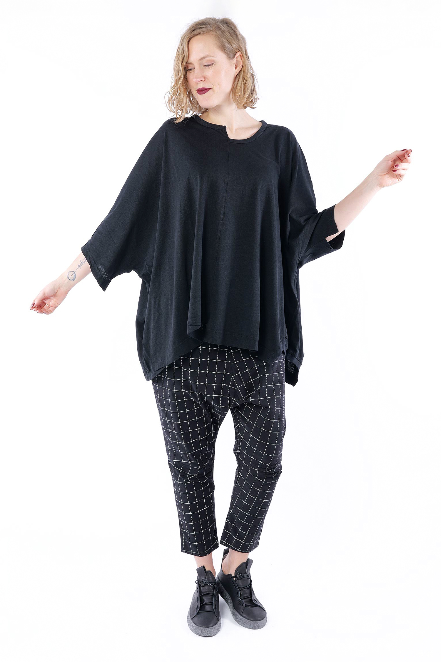 Oversize Leinenshirt - Schwarz - 1263650506