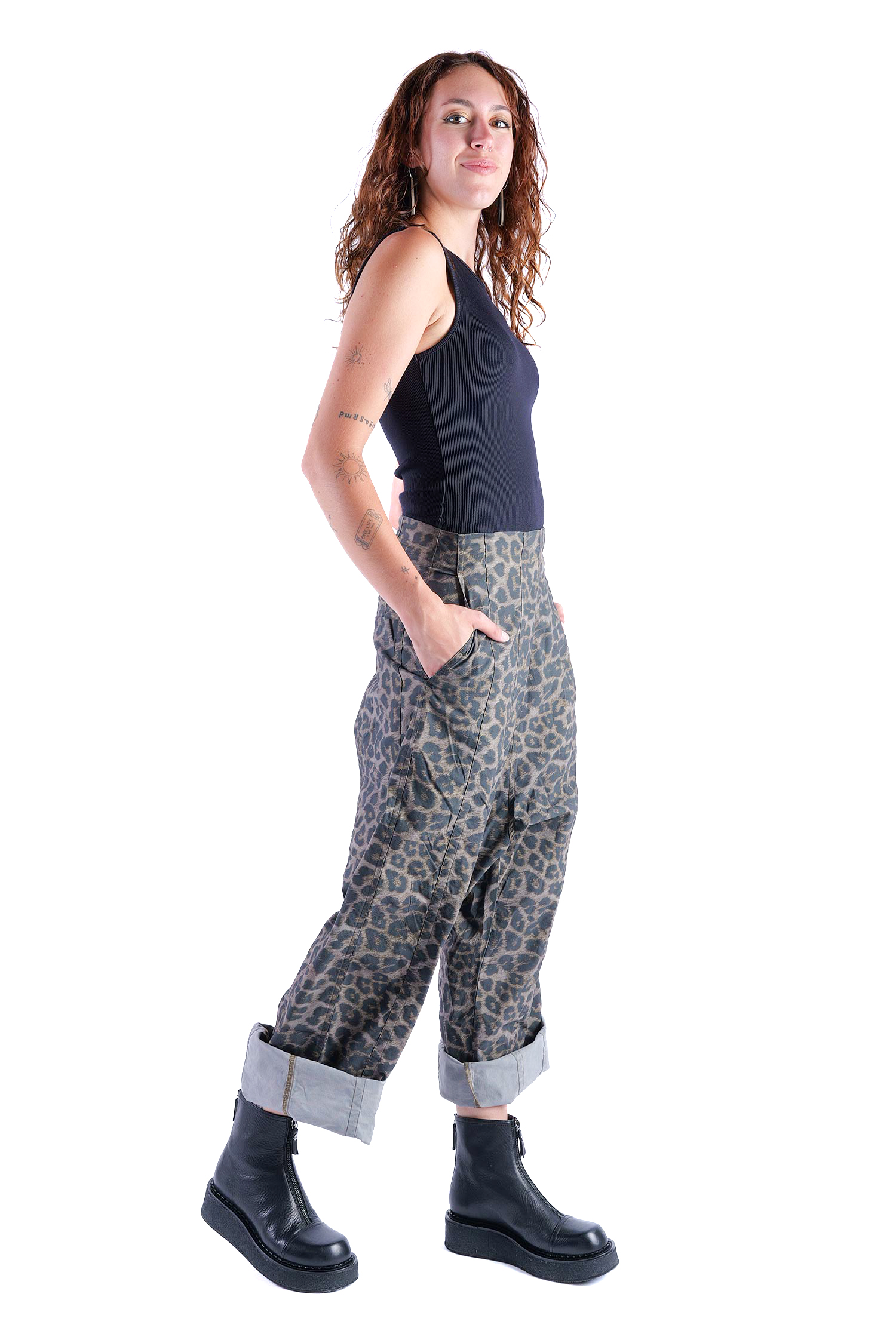 Weite Stretchhose - Leo black cloud - 2261390106