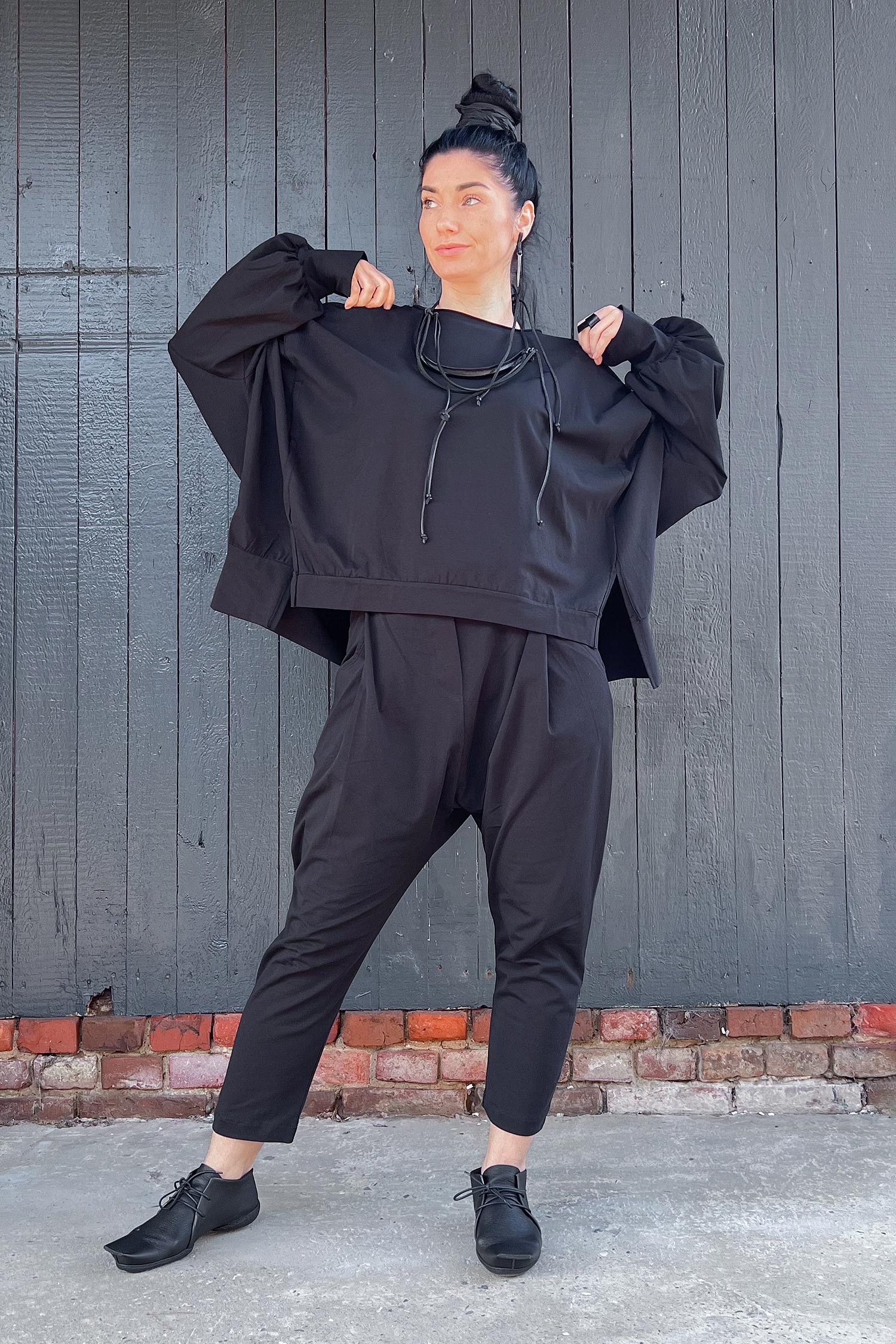 Oversize Jersey Pullover - Schwarz - 26.1-KHJ123