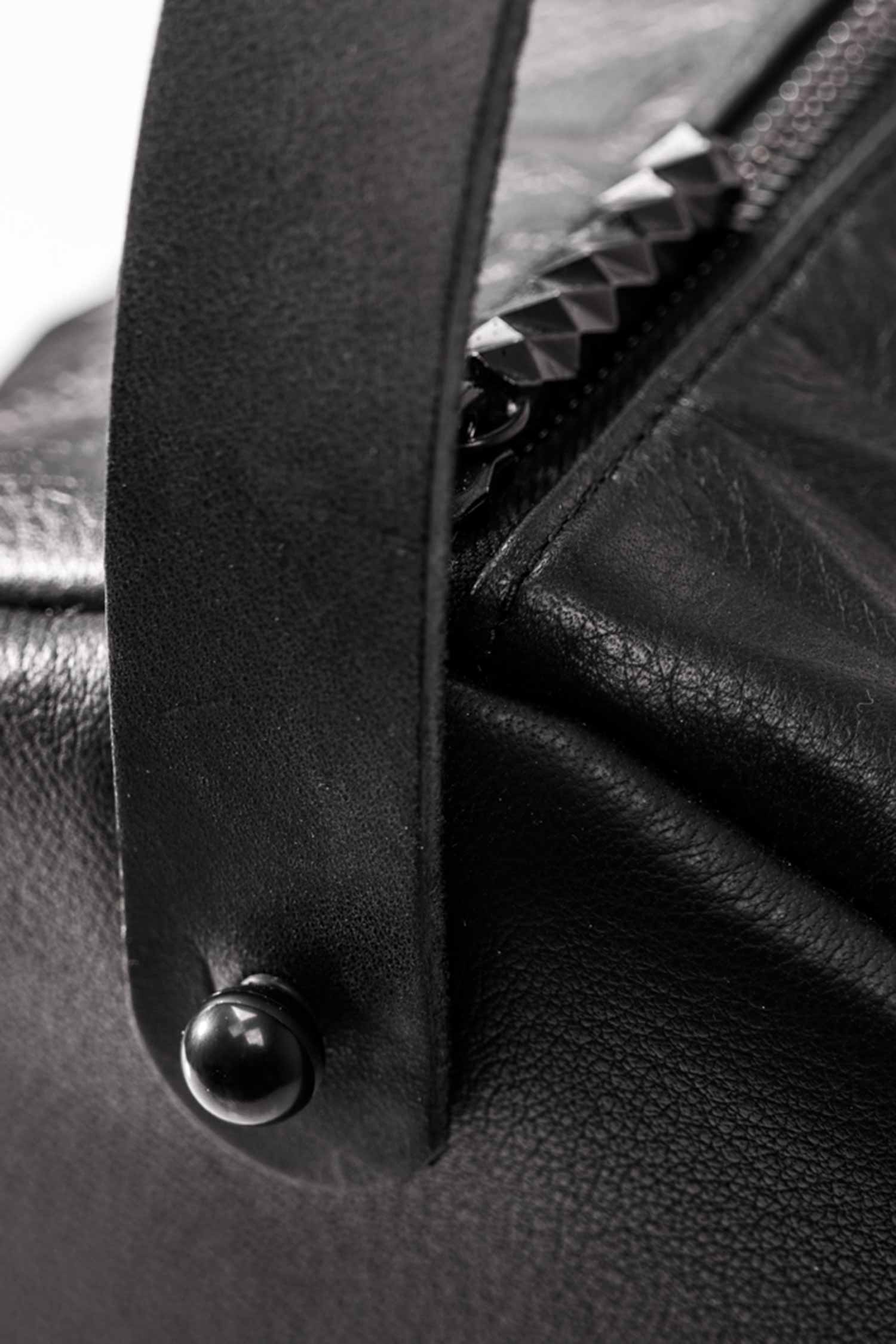 Leder Handtasche - Schwarz - Bowling Bag