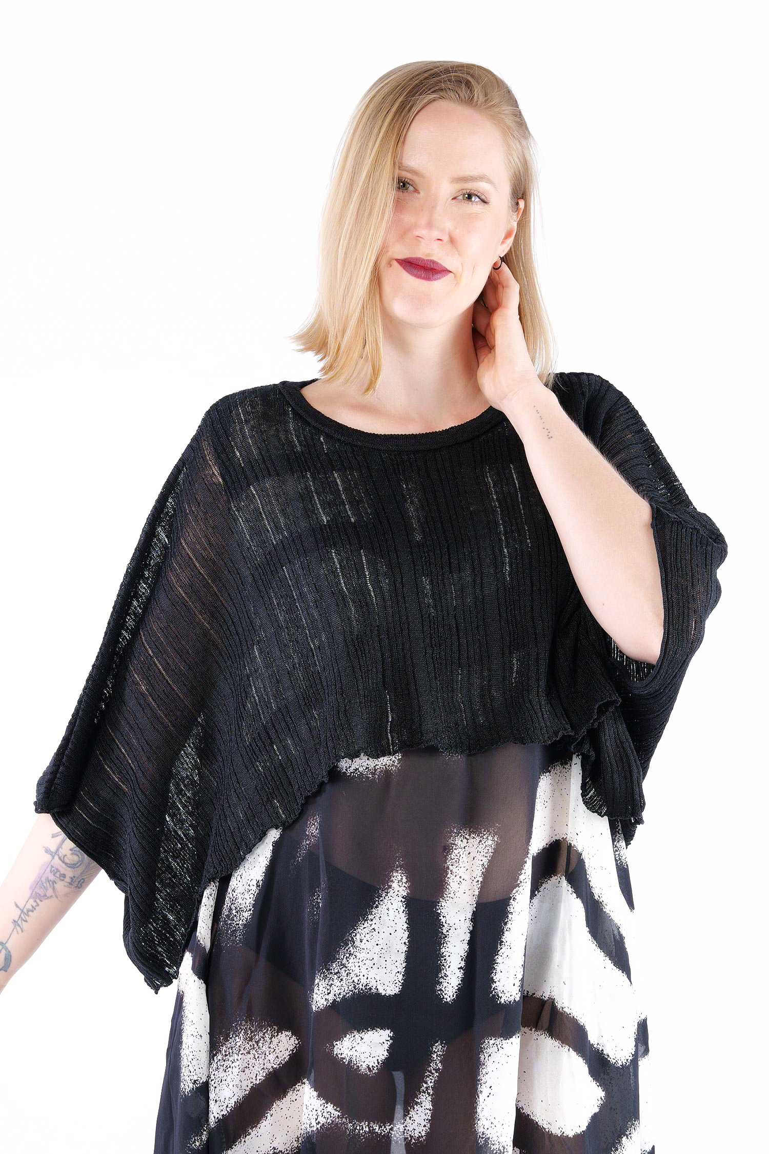 Leinen Strickpullover - Schwarz - Flaxa