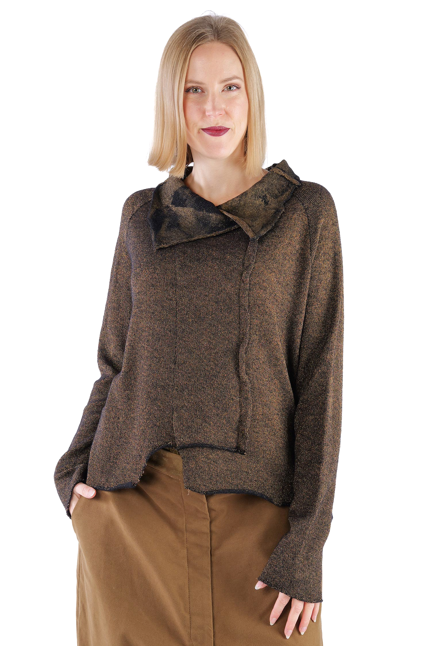 Oversize Wollpullover - Black gold - 2261680703