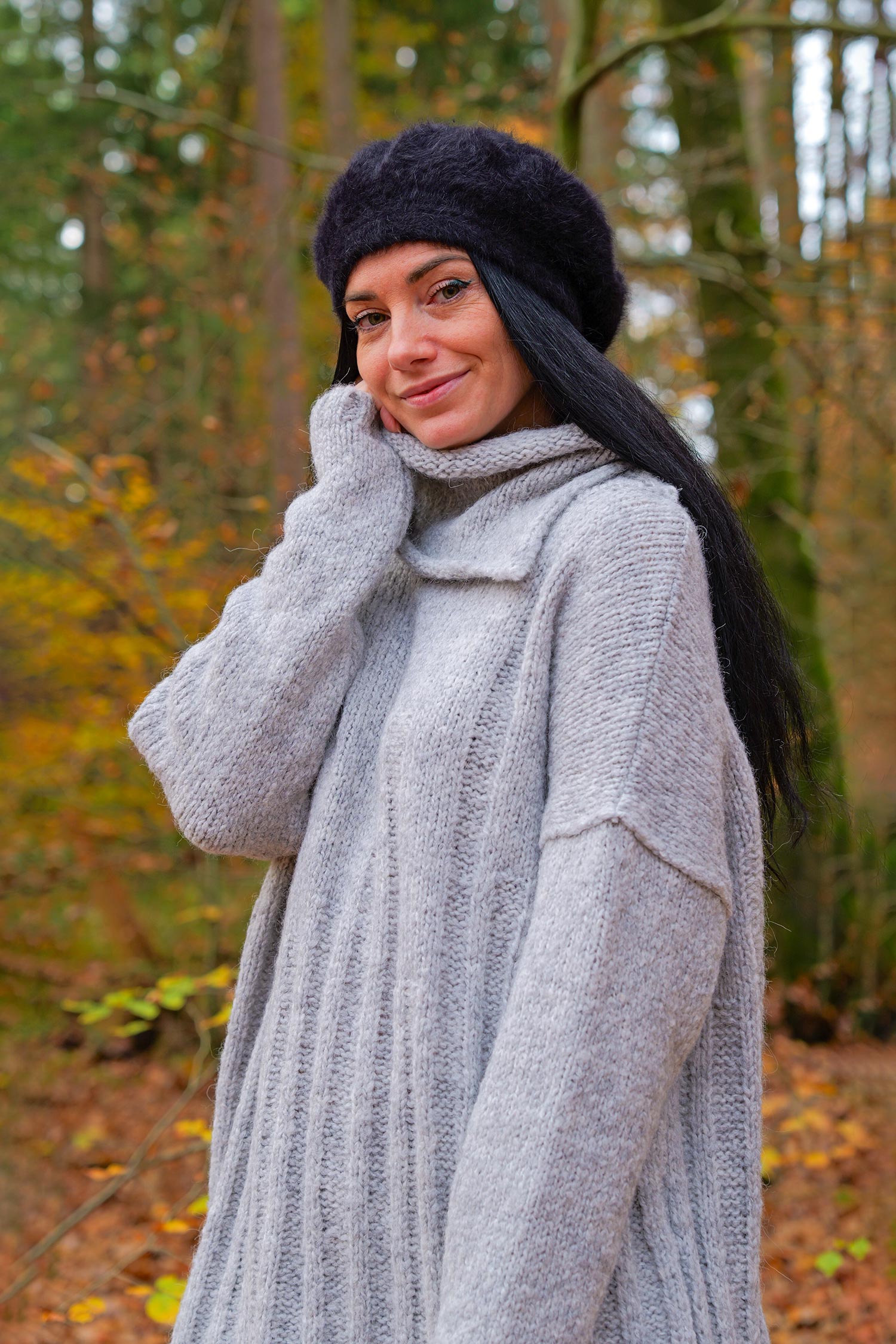 Kuschelige Mütze - Schwarz - Basco Angora