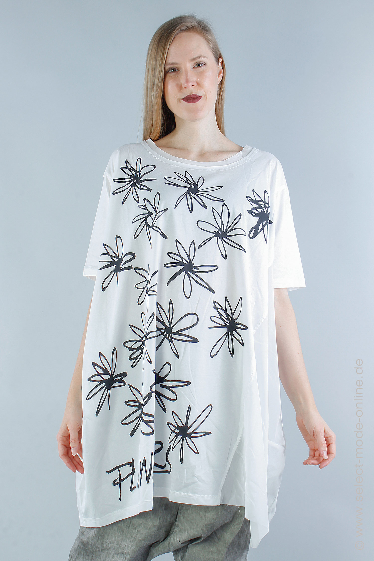 Oversize t-shirt with print - White print - 1242300504